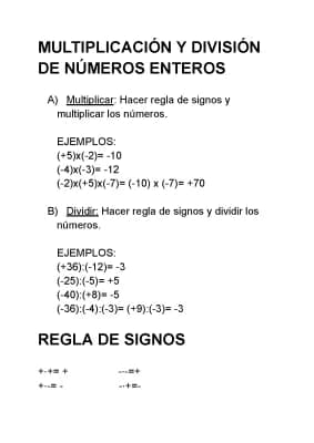 Know Multiplicación y división de números enteros y la regla de singos thumbnail