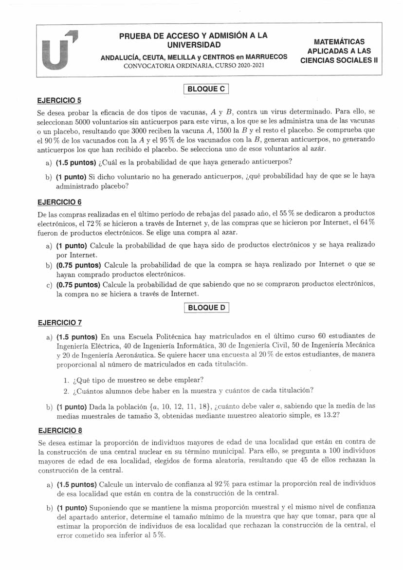 U
Instrucciones:
PRUEBA DE EVALUACIÓN DE BACHILLERATO PARA EL
ACCESO A LA UNIVERSIDAD Y PRUEBAS DE ADMISIÓN
ANDALUCÍA, CEUTA, MELILLA Y CENT