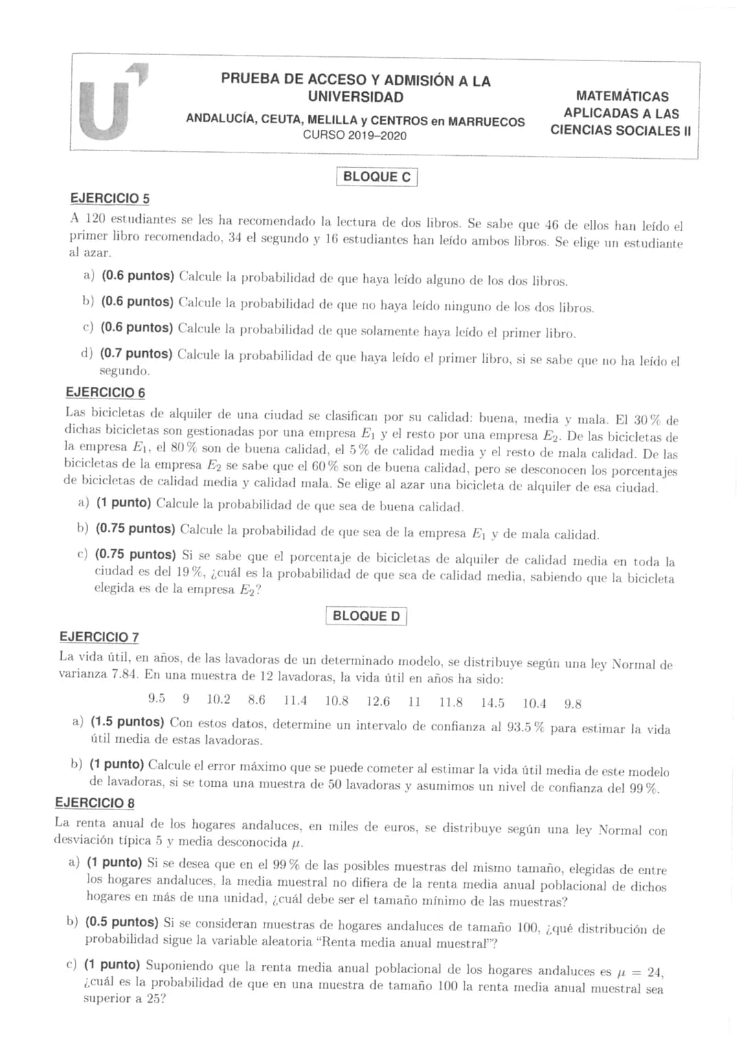 U
Instrucciones:
PRUEBA DE EVALUACIÓN DE BACHILLERATO PARA EL
ACCESO A LA UNIVERSIDAD Y PRUEBAS DE ADMISIÓN
ANDALUCÍA, CEUTA, MELILLA Y CENT