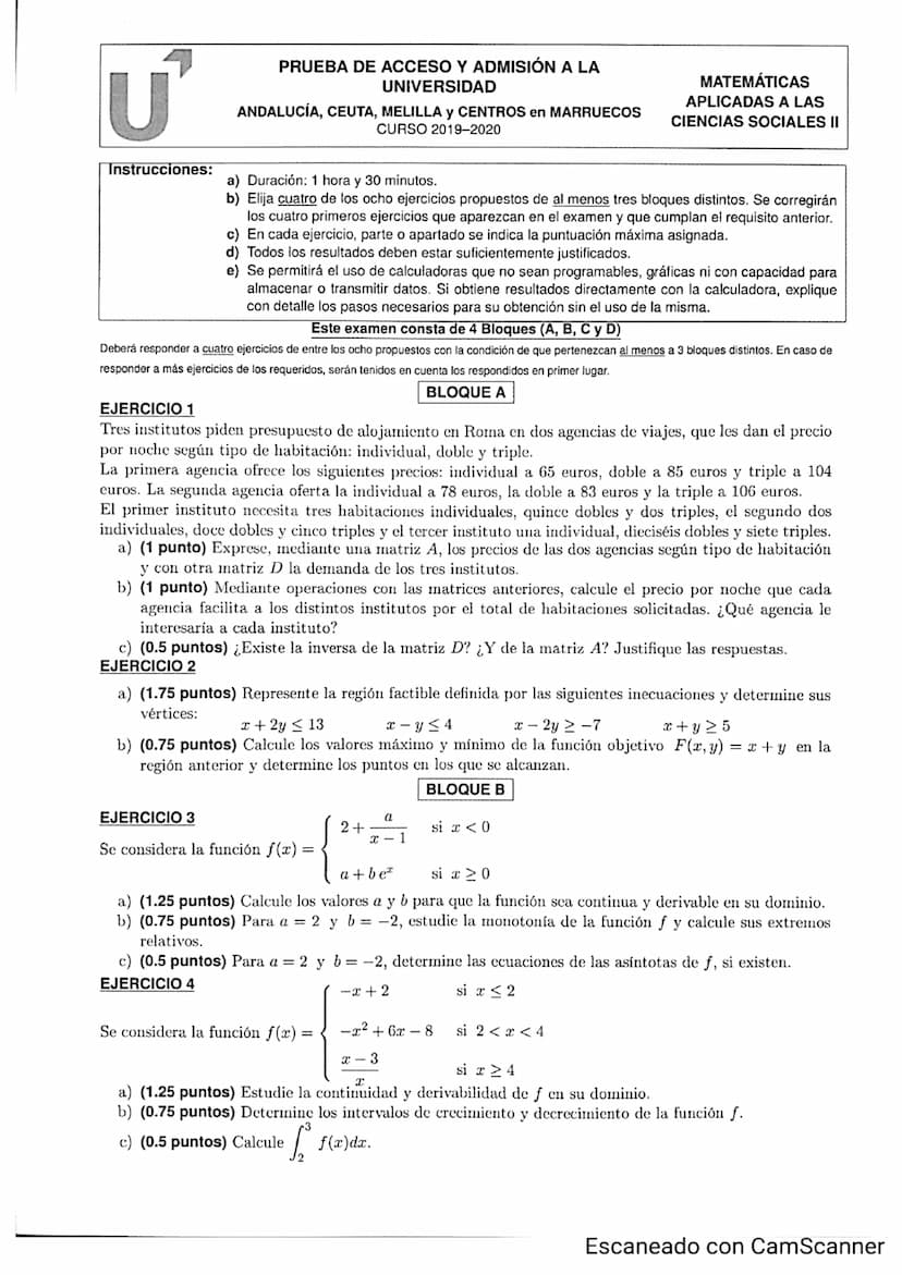 U
Instrucciones:
PRUEBA DE EVALUACIÓN DE BACHILLERATO PARA EL
ACCESO A LA UNIVERSIDAD Y PRUEBAS DE ADMISIÓN
ANDALUCÍA, CEUTA, MELILLA Y CENT