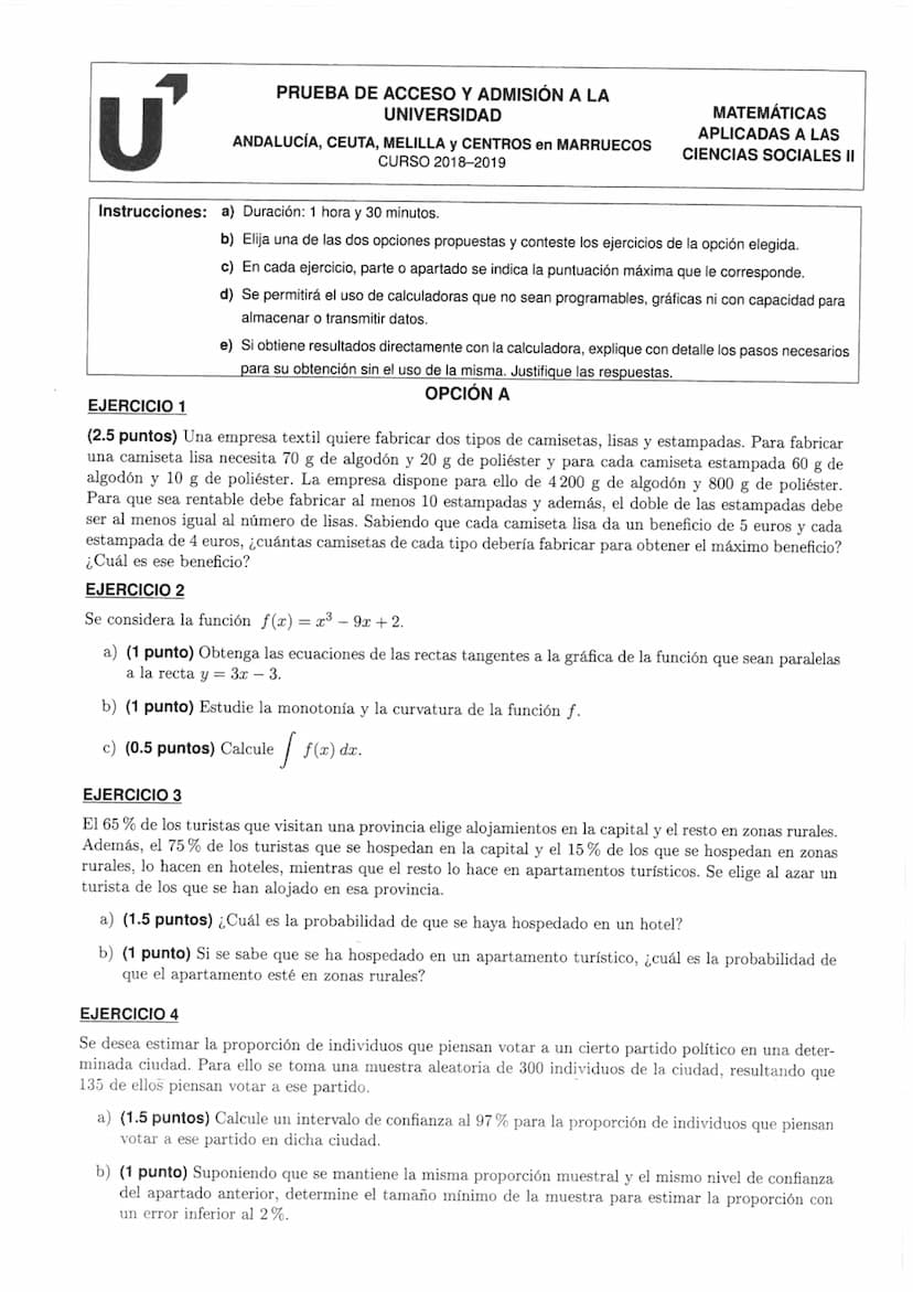 U
Instrucciones:
PRUEBA DE EVALUACIÓN DE BACHILLERATO PARA EL
ACCESO A LA UNIVERSIDAD Y PRUEBAS DE ADMISIÓN
ANDALUCÍA, CEUTA, MELILLA Y CENT