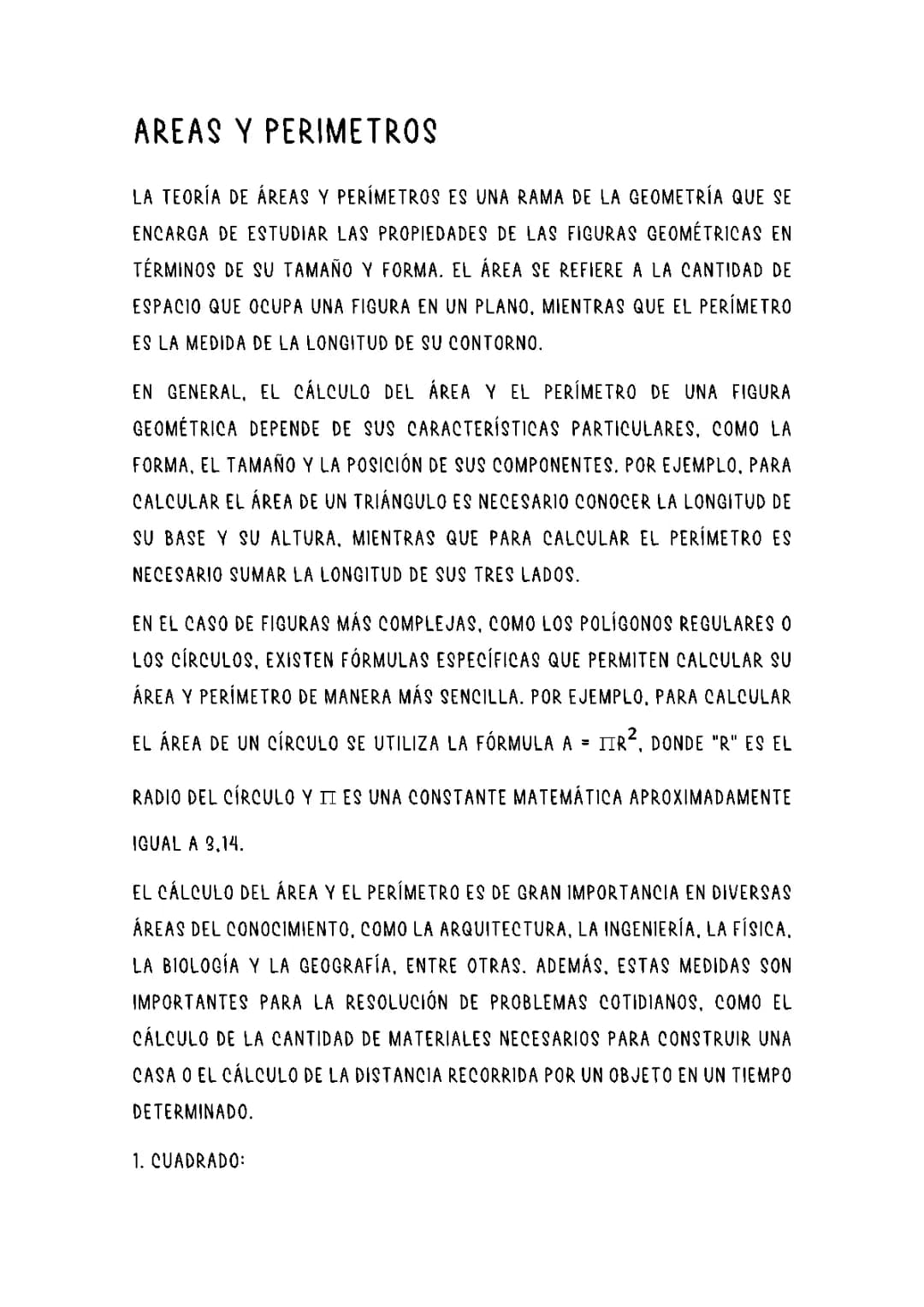 Áreas y perímetros