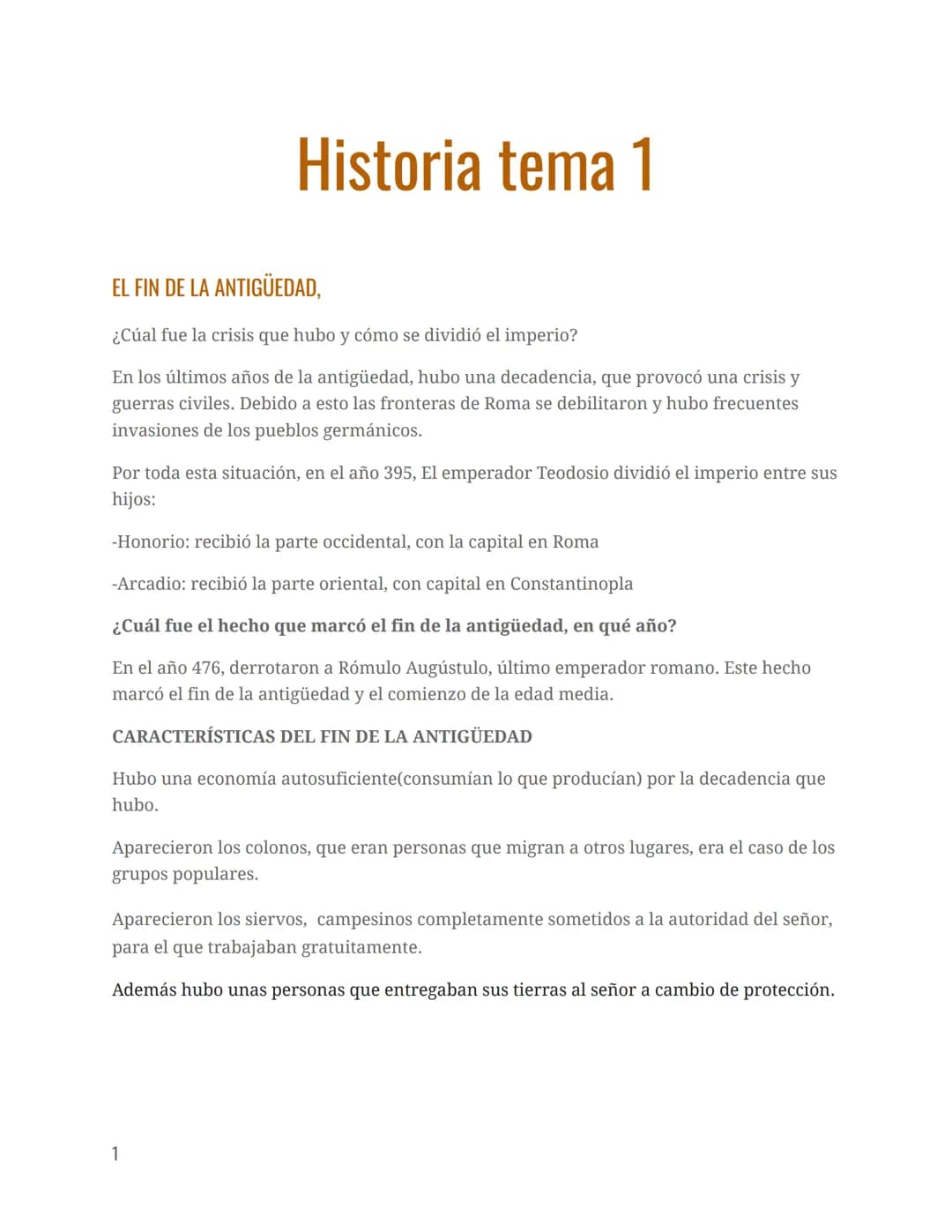 Historia tema 1
EL FIN DE LA ANTIGÜEDAD,
¿Cual fue la crisis que hubo y cómo se dividió el imperio?
En los últimos años de la antigüedad, hu