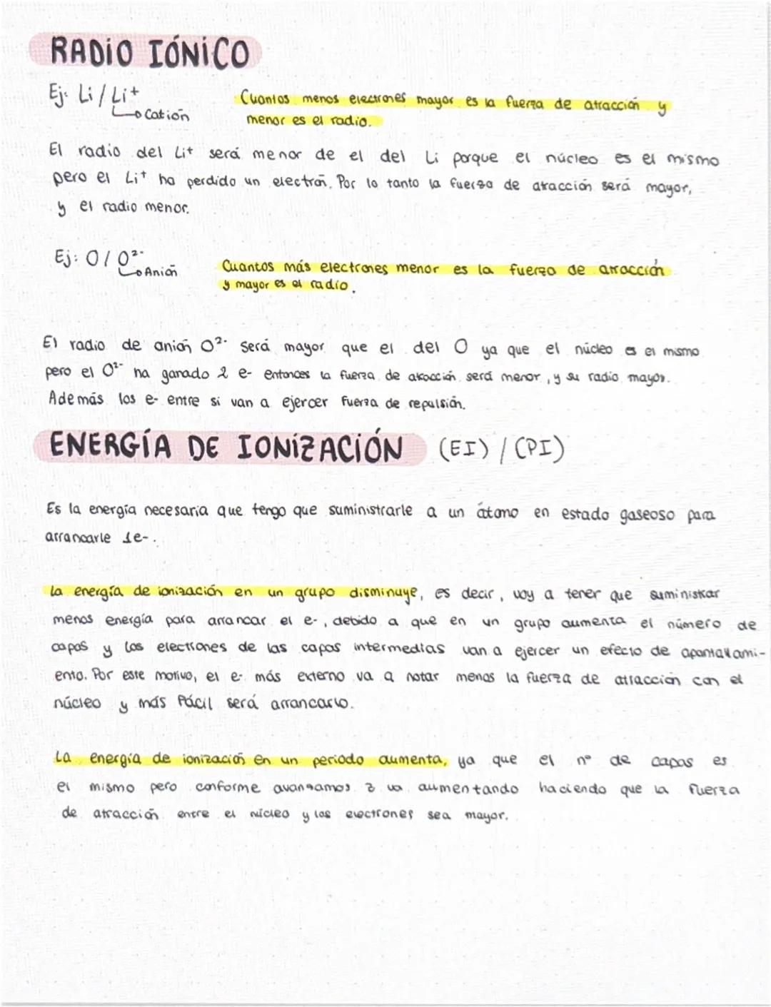 Grupo
2. Propiedades periódicas
Radio atómico, Energía de ionización (Potencial de ionización), afinidad electronica,
electronegatividad y e