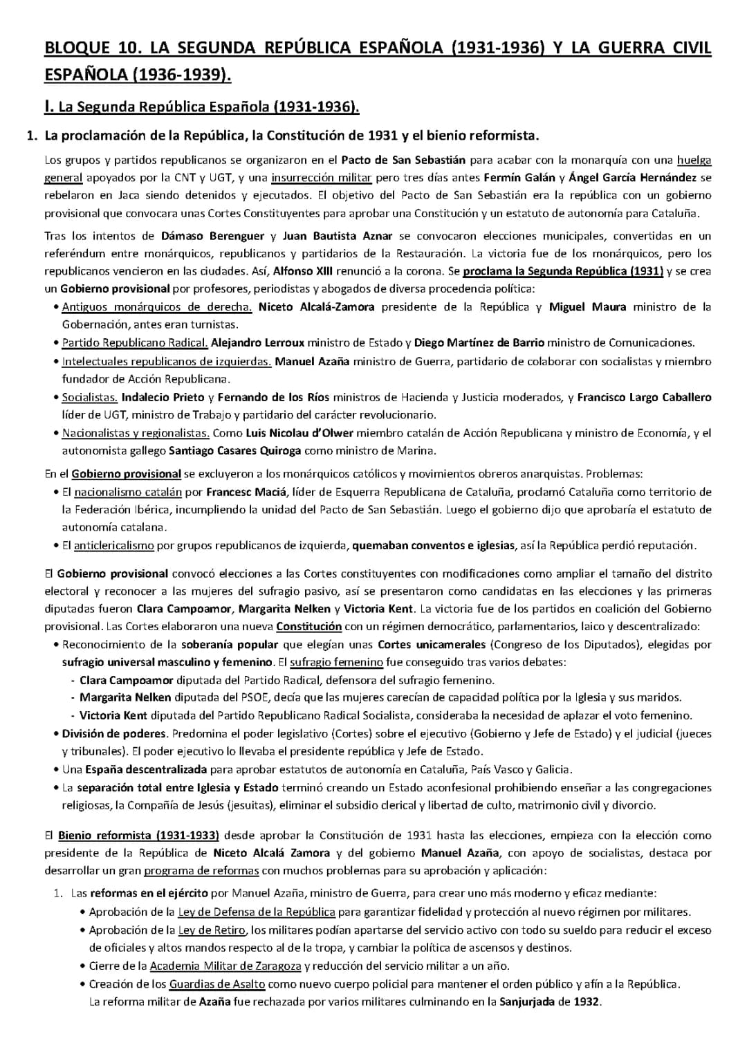BLOQUE 10. LA SEGUNDA REPÚBLICA ESPAÑOLA (1931-1936) Y LA GUERRA CIVIL ESPAÑOLA (1936-1939) La segunda republica española