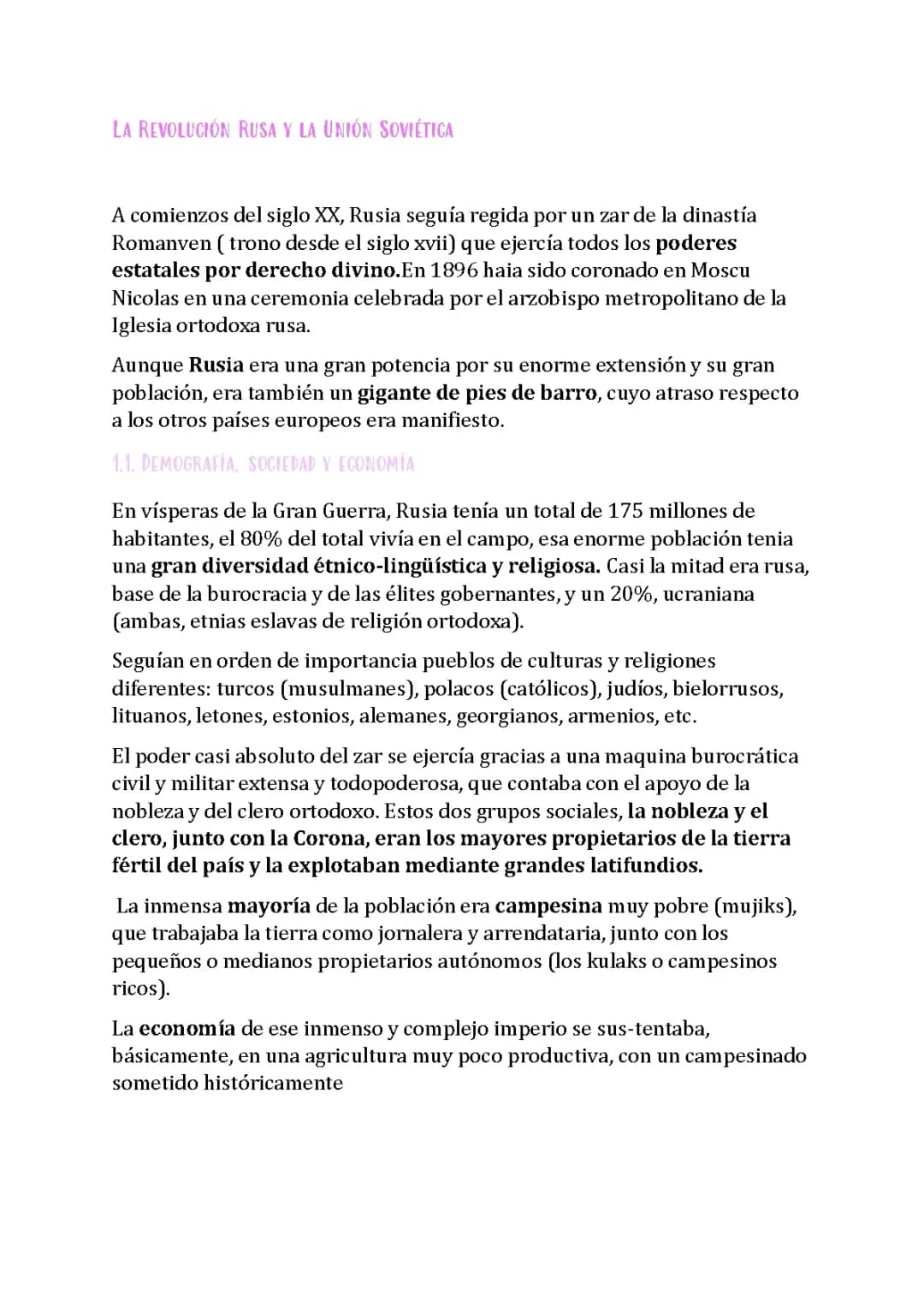 revolución rusa y la unión soviética 