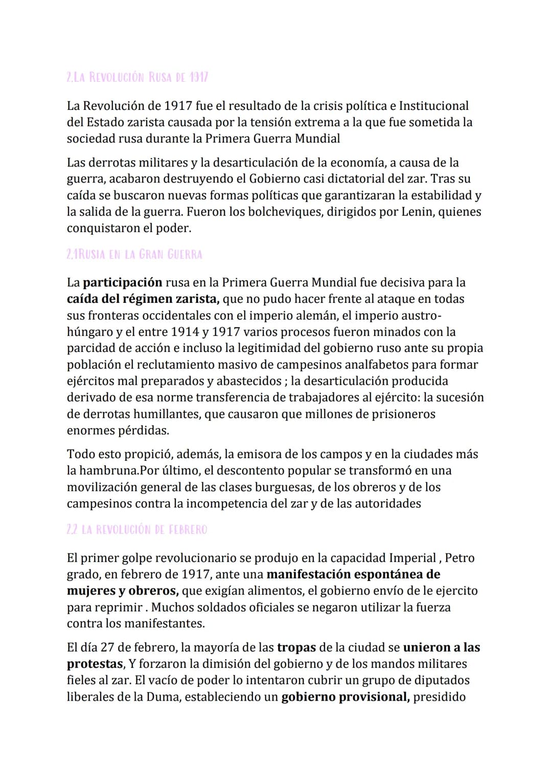 LA REVOLUCIÓN RUSA Y LA UNIÓN SOVIÉTICA
A comienzos del siglo XX, Rusia seguía regida por un zar de la dinastía
Romanven (trono desde el sig