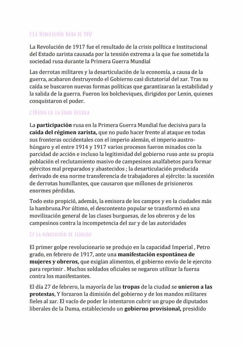 LA REVOLUCIÓN RUSA Y LA UNIÓN SOVIÉTICA
A comienzos del siglo XX, Rusia seguía regida por un zar de la dinastía
Romanven (trono desde el sig