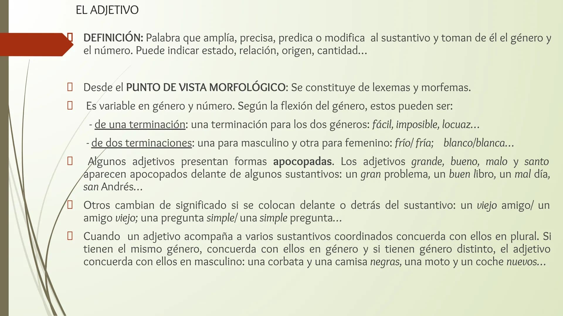 CLASES DE PALABRAS
LENGUA CASTELLANA CLASES DE PALABRAS
La Gramática de una lengua tiene dos componentes básicos que nos permiten crear cual