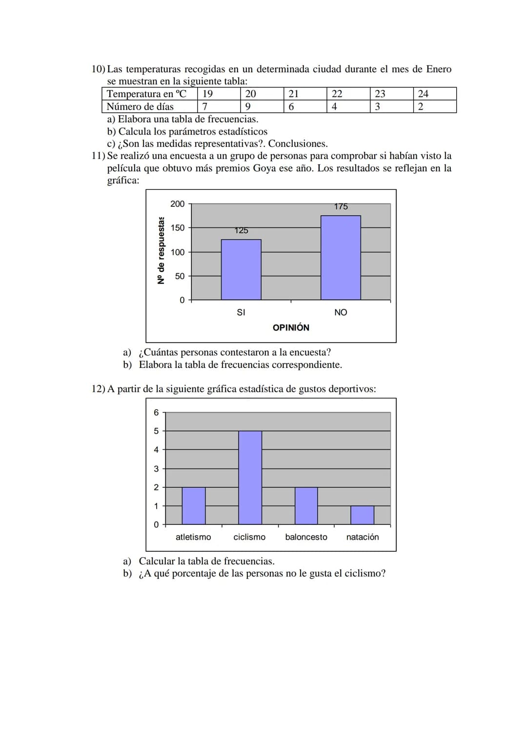 3º ESO-EJERCICIOS DE ESTADÍSTICA
1) El número de hermanos de los alumnos de una clase es el siguiente:
010032140011201
120112130021235
a) El