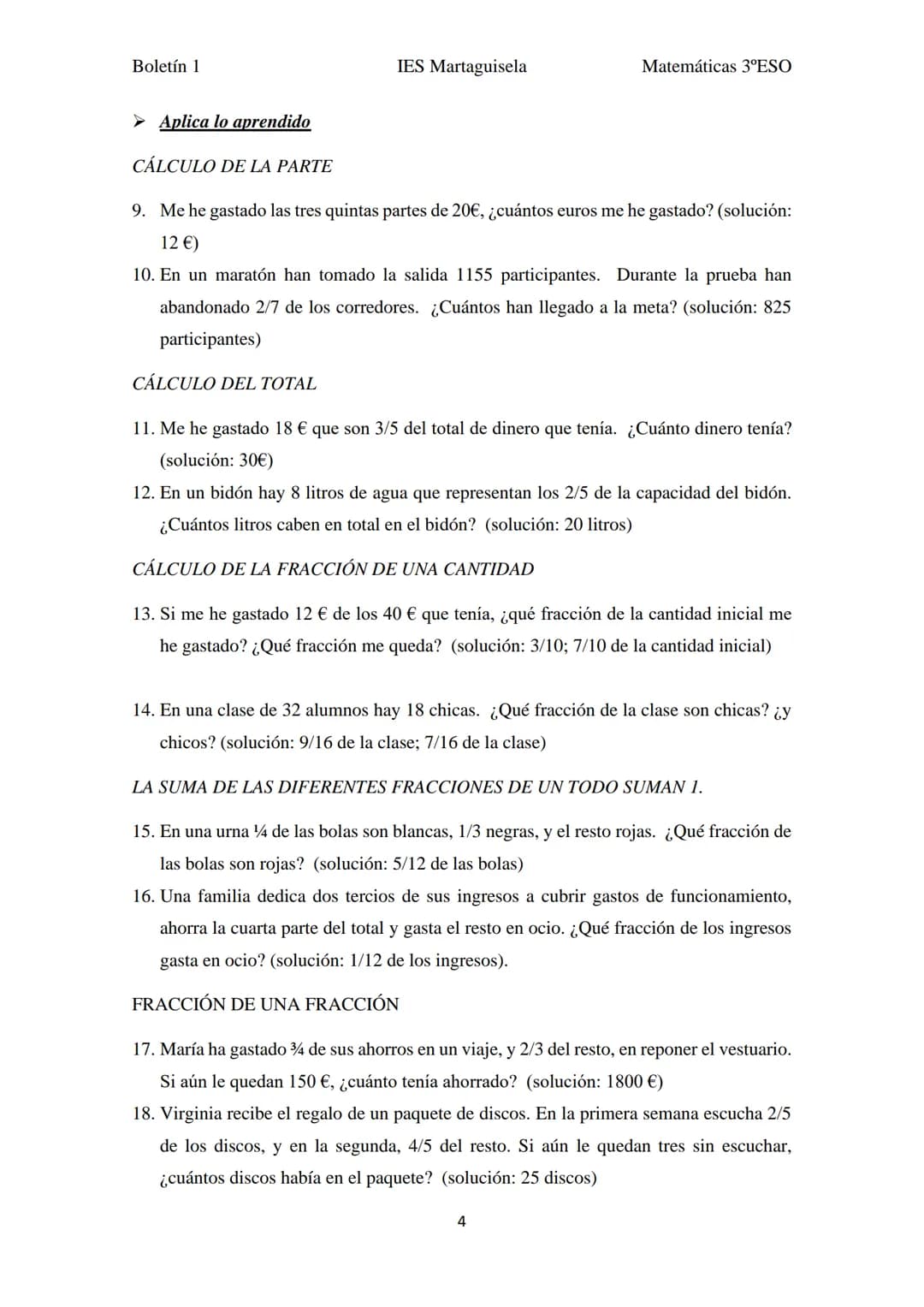 Boletín 1
a)
BOLETÍN 1:
➤ Operaciones con fracciones
1. Amplifica las siguientes fracciones para que todas tengan denominador 60:
a)
a)
7
5
