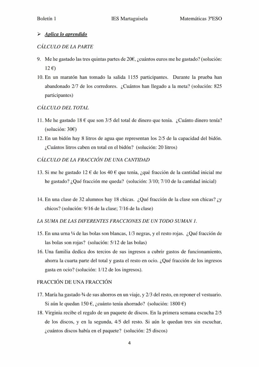 Boletín 1
a)
BOLETÍN 1:
➤ Operaciones con fracciones
1. Amplifica las siguientes fracciones para que todas tengan denominador 60:
a)
a)
7
5
