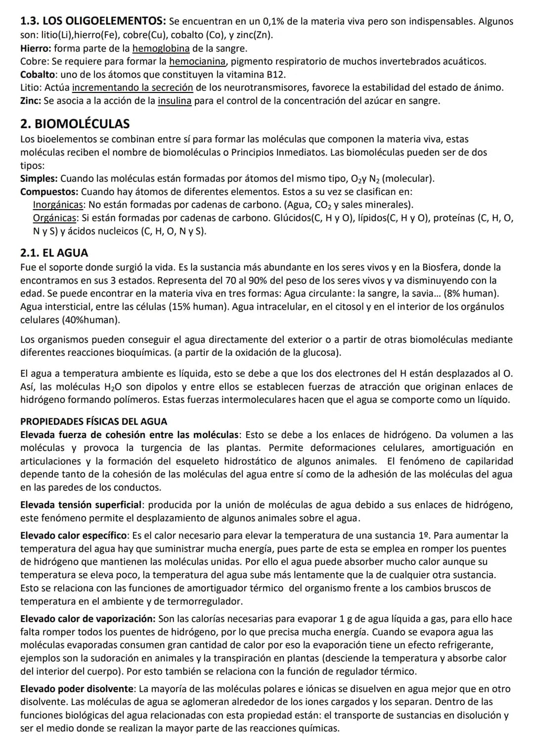 LOS BIOELEMENTOS, EL AGUA Y LAS SALES MINERALES.
1. LOS BIOELEMENTOS:
Los bioelementos son los elementos químicos que constituyen la materia