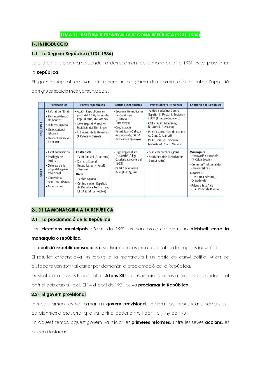 TEMA 11 - LA II REPÚBLICA (Hª D'ESPANYA)
