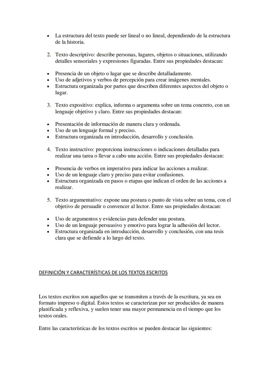 LOS DIFERENTES TIPOS DE TEXTO
Existen varios tipos de texto, que se diferencian según su función comunicativa, su
estructura y su estilo. Al