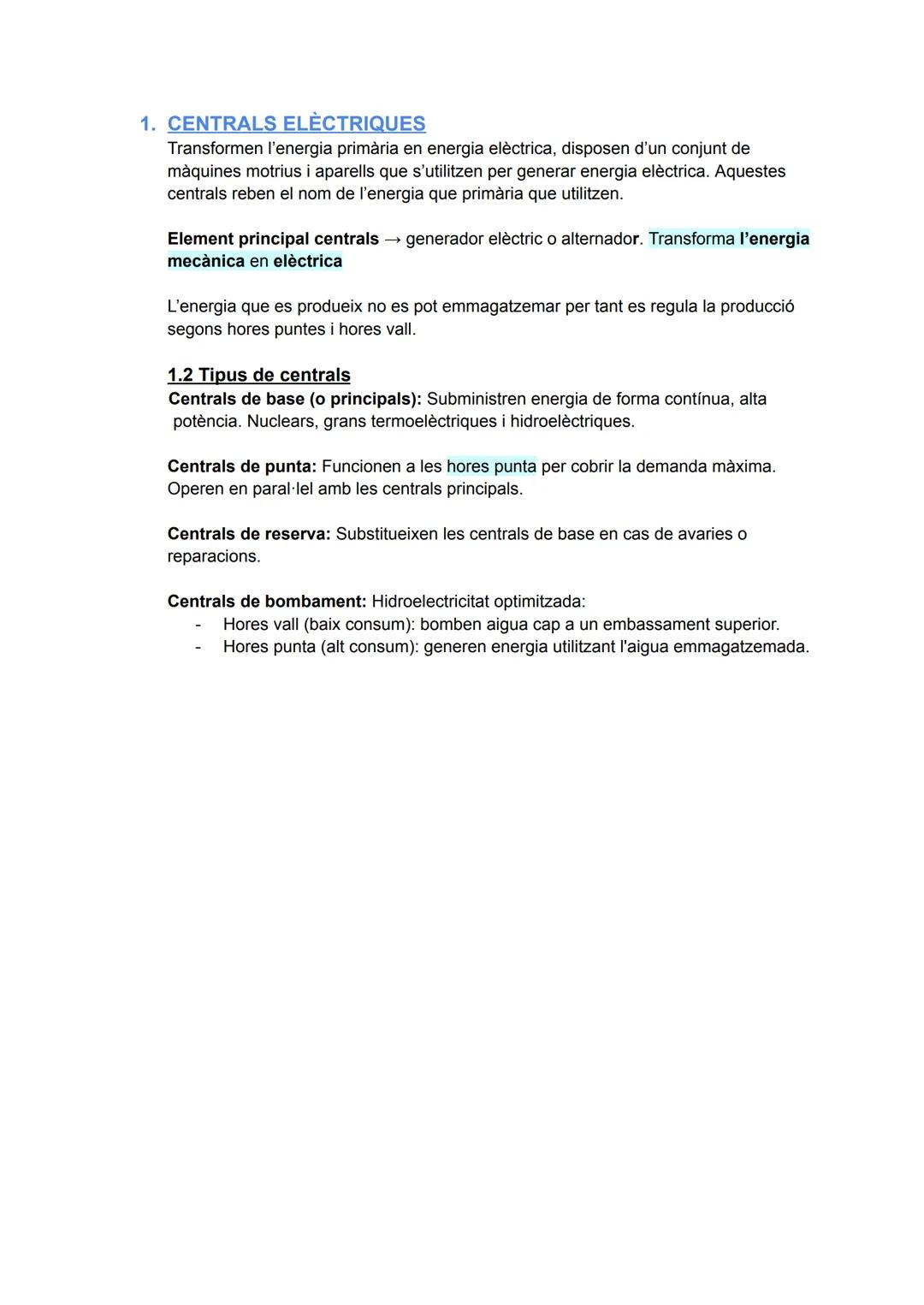 # APUNTS TECNO

1. Fonts d'energia

*   Definició: Les fonts d'energia són recursos naturals utilitzats per generar energia
    per a calor,