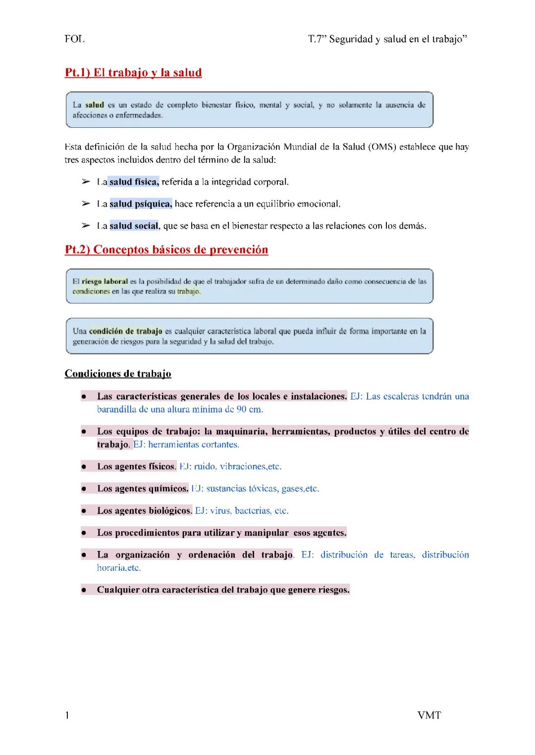 Seguridad y salud en el Trabajo.