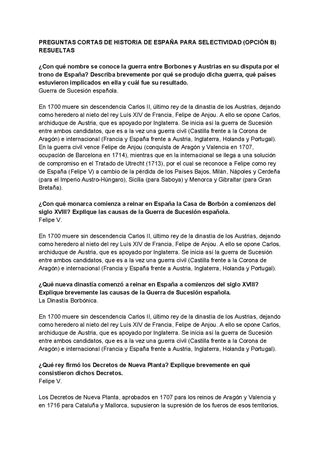¿Qué pasó en la Guerra de Sucesión en España? Causas y la dinastía Borbónica