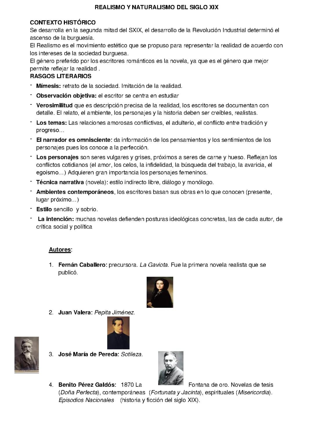 Realismo y Naturalismo del siglo XIX