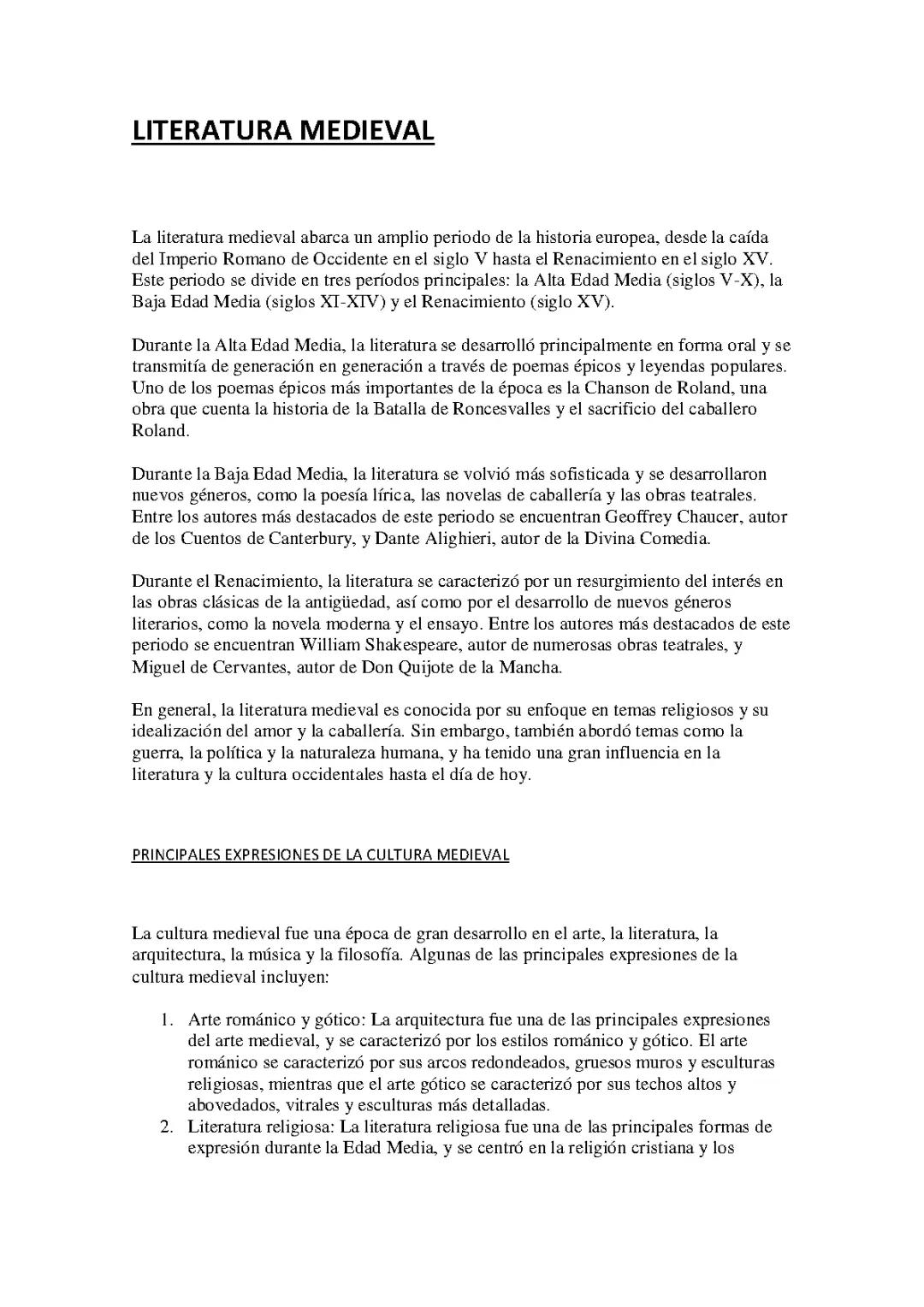 Explorando la Literatura Medieval Universal