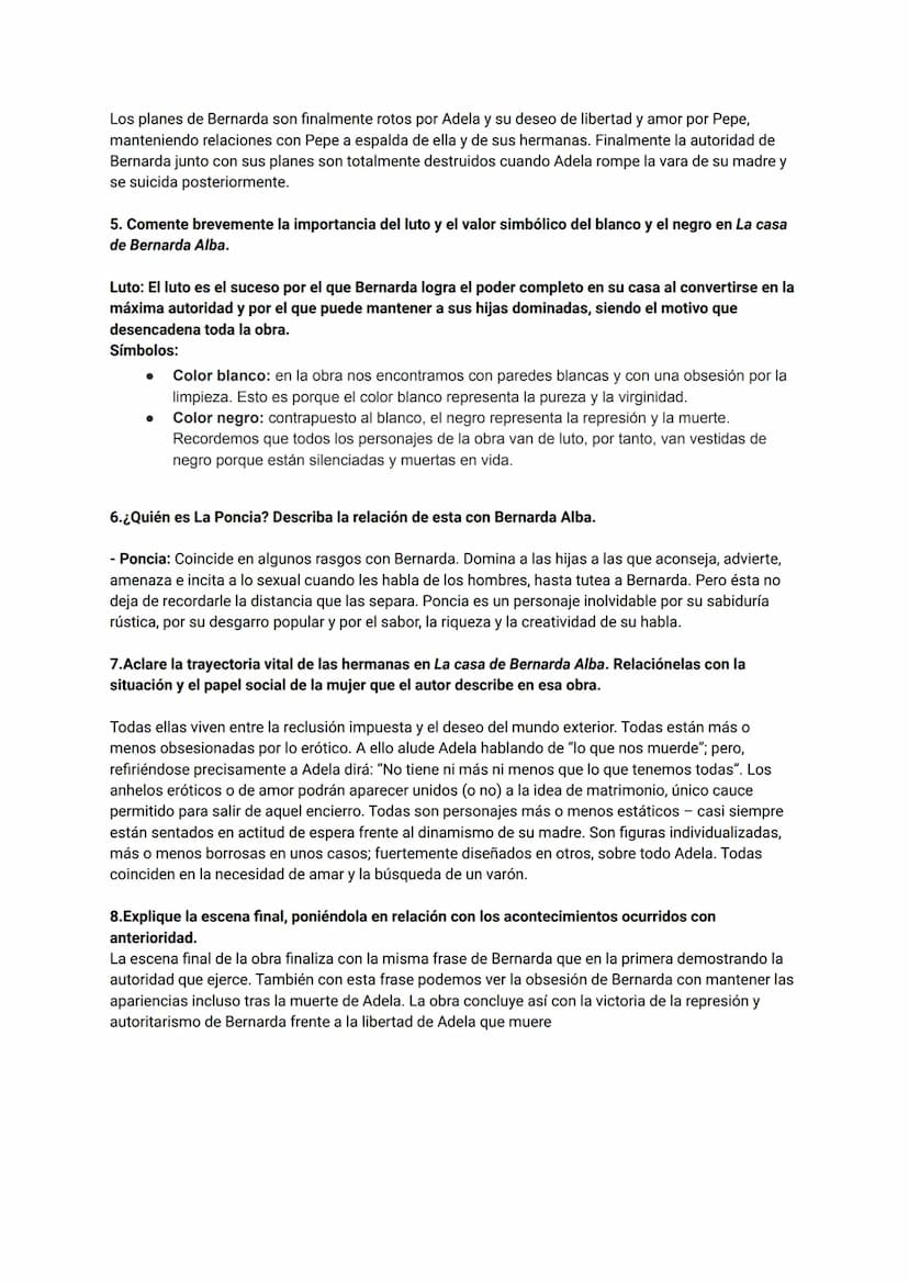 EXAMEN LENGUA
1- Definición del texto /Casa Bernarda Alba / →
(Las propiedades del texto, tipología textual, organización de las ideas)
Come
