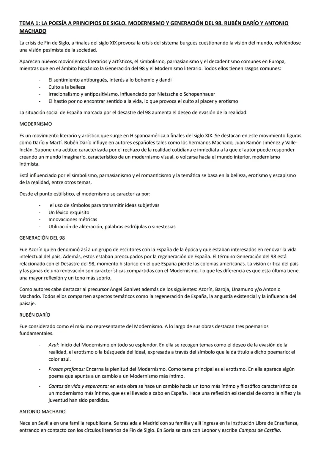 Guía Completa de Literatura 2 Bachillerato: Resúmenes, Apuntes y Esquemas PDF