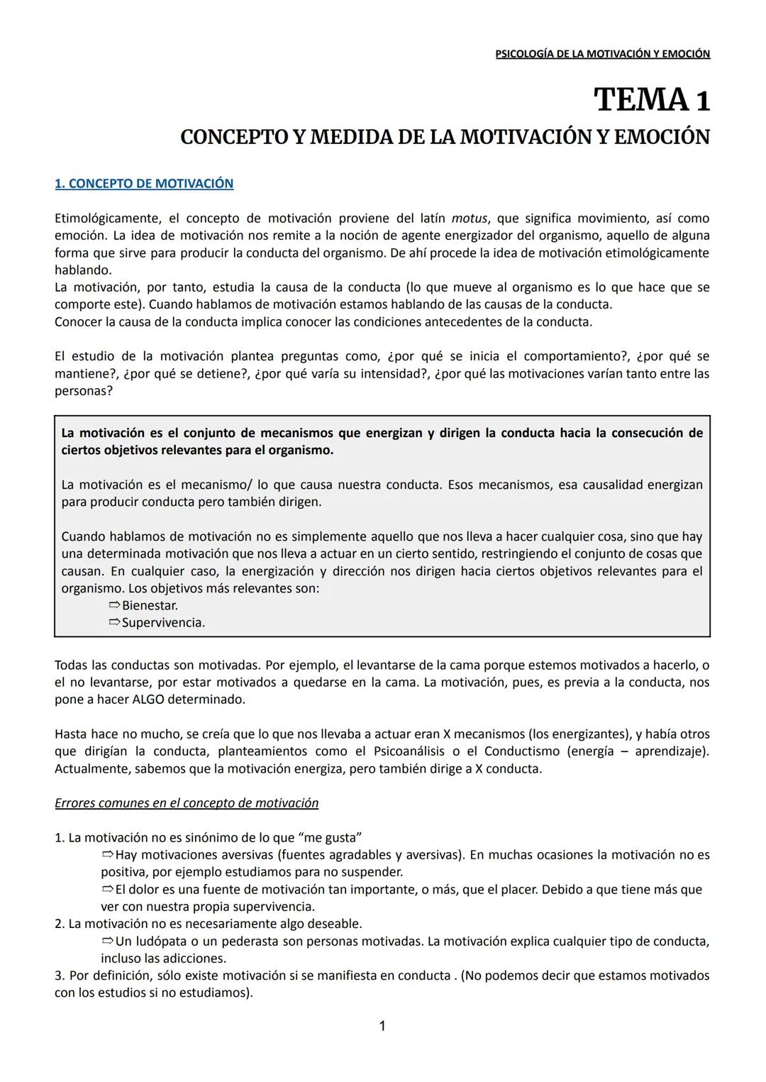 TEMA 1
CONCEPTO Y MEDIDA DE LA MOTIVACIÓN Y EMOCIÓN
PSICOLOGÍA DE LA MOTIVACIÓN Y EMOCIÓN
1. CONCEPTO DE MOTIVACIÓN
Etimológicamente, el con