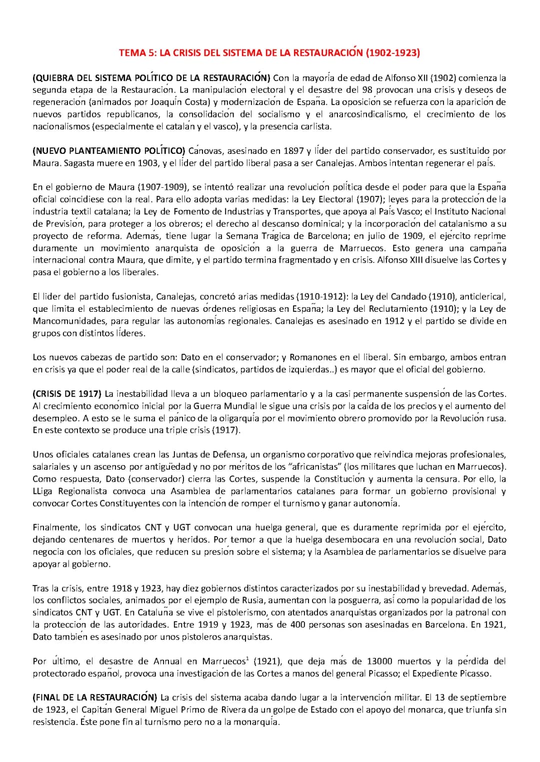 La crisis del sistema de la restauración (1902-1923)