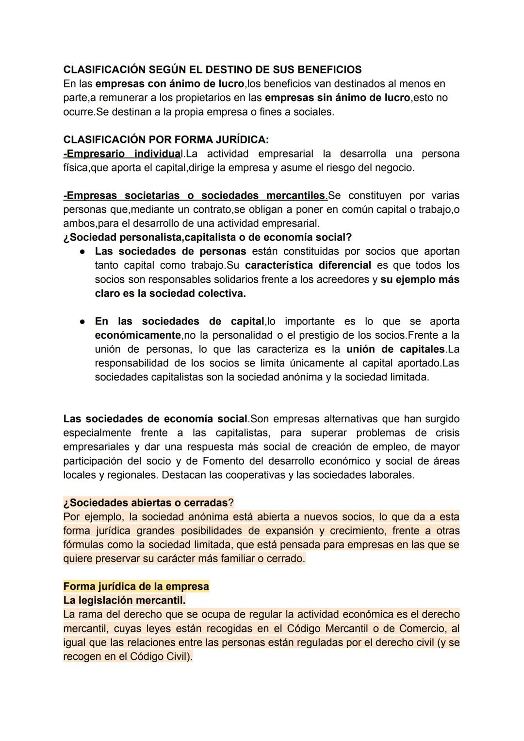 # ECONOMÍA - LA EMPRESA Y SU ENTORNO:
La empresa es la unidad económica de producción que combina los diferentes
factores productivos (recur