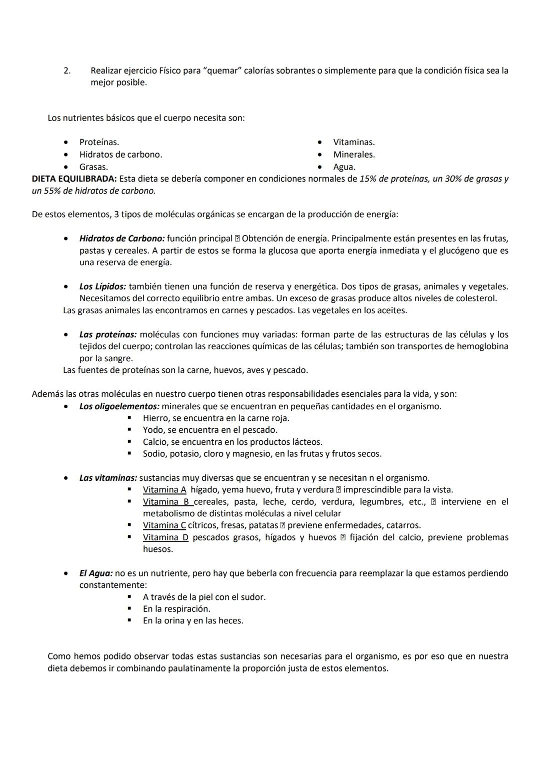 TEMA 1: LA NUTRICIÓN
La energía que necesitamos depende del gasto energético que hagamos, el cual está en función de nuestros hábitos de
vid