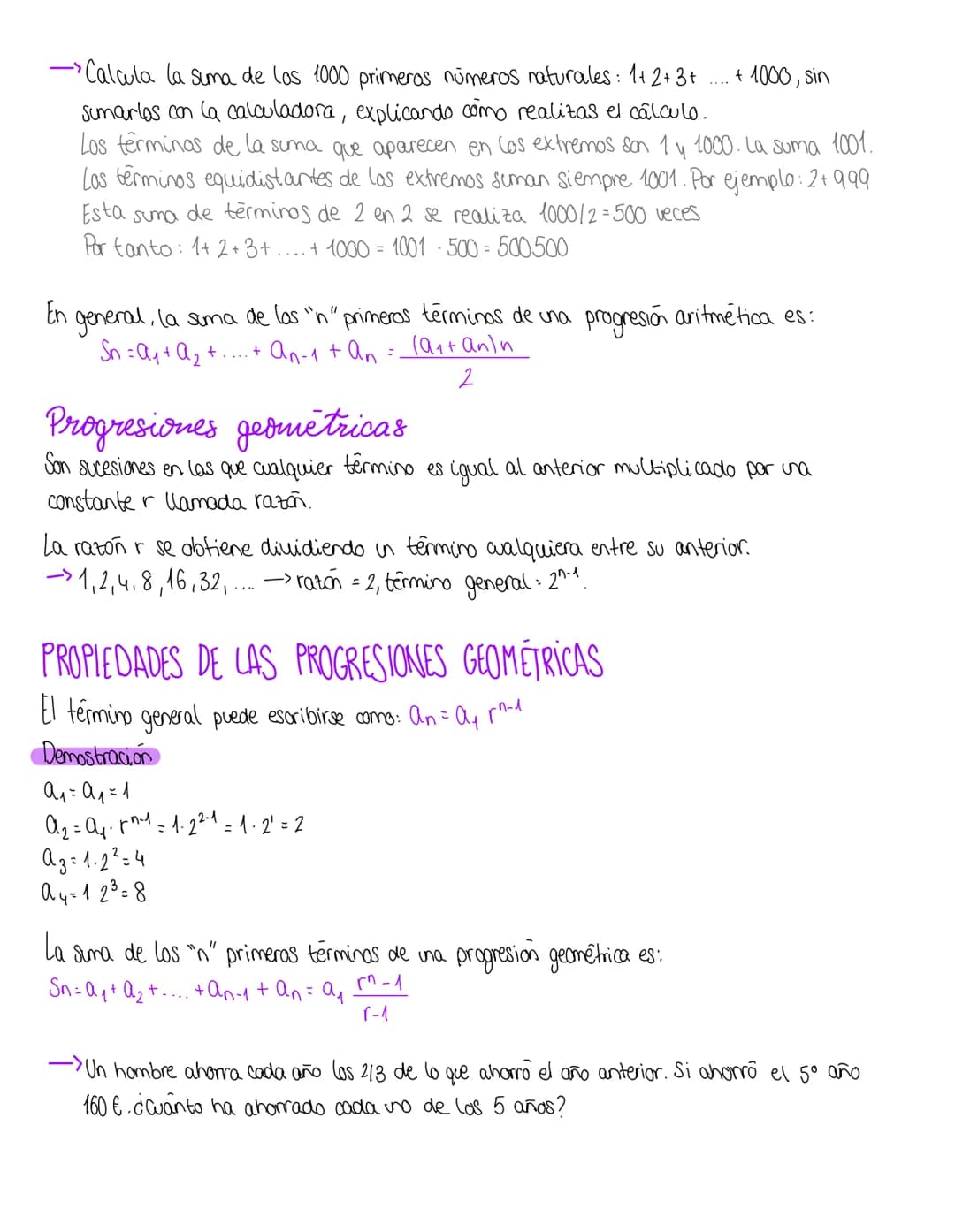 
<h2 id="sucesionesyprogresiones">Sucesiones y progresiones</h2>
<p>Las sucesiones y progresiones aparecen siempre que haya un patrón en un 