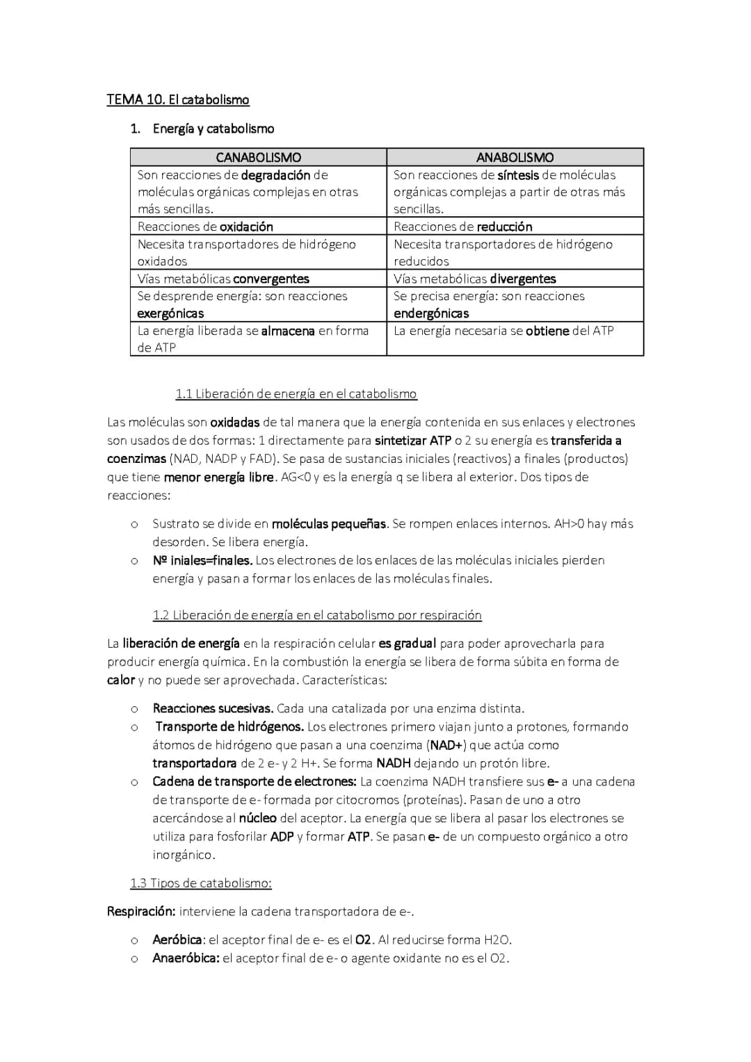 El catabolismo