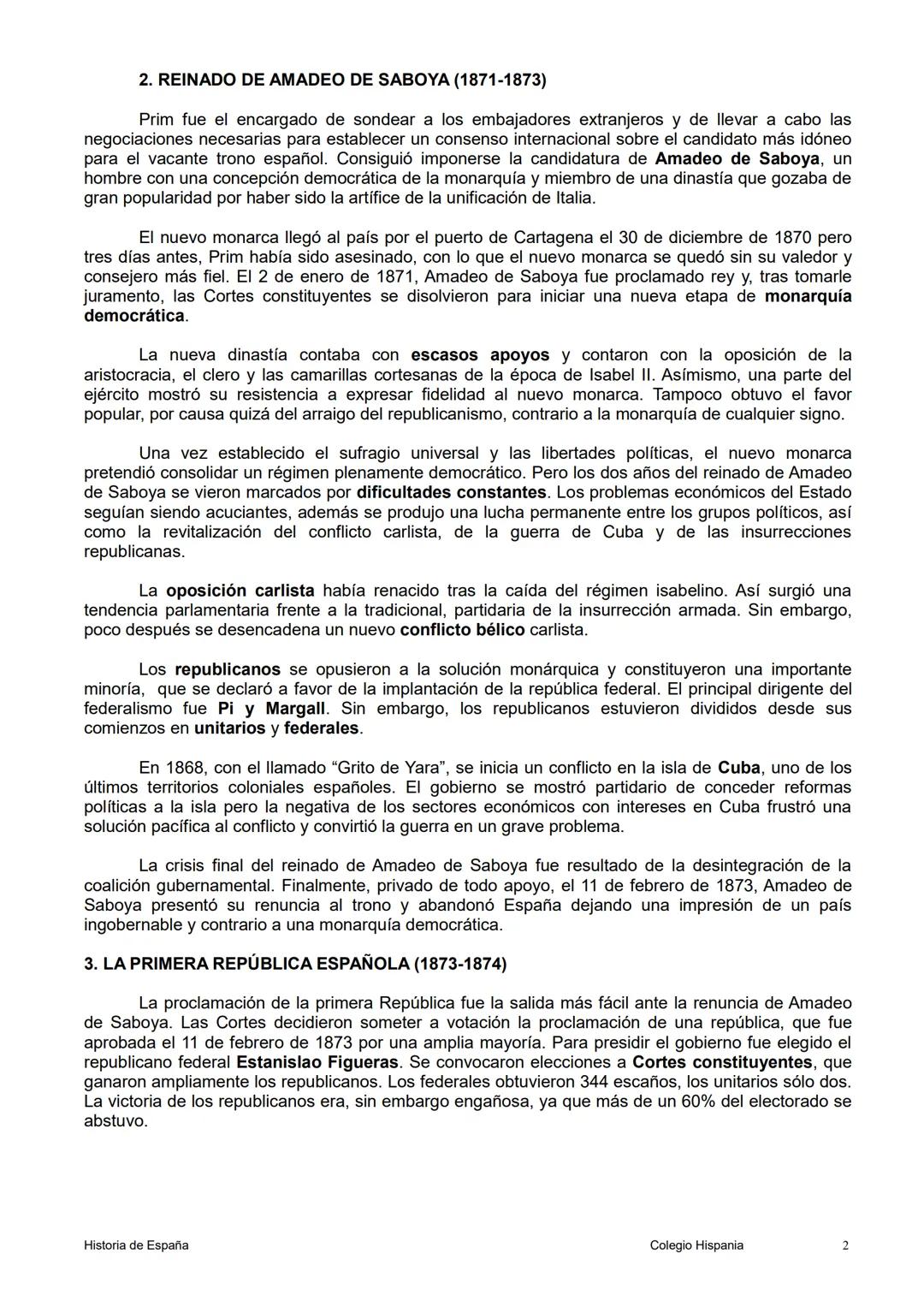 # 11. SEXENIO REVOLUCIONARIO 1868-1874

Introducción

La revolución de septiembre de 1868, que sus protagonistas llamaron "Gloriosa", signif