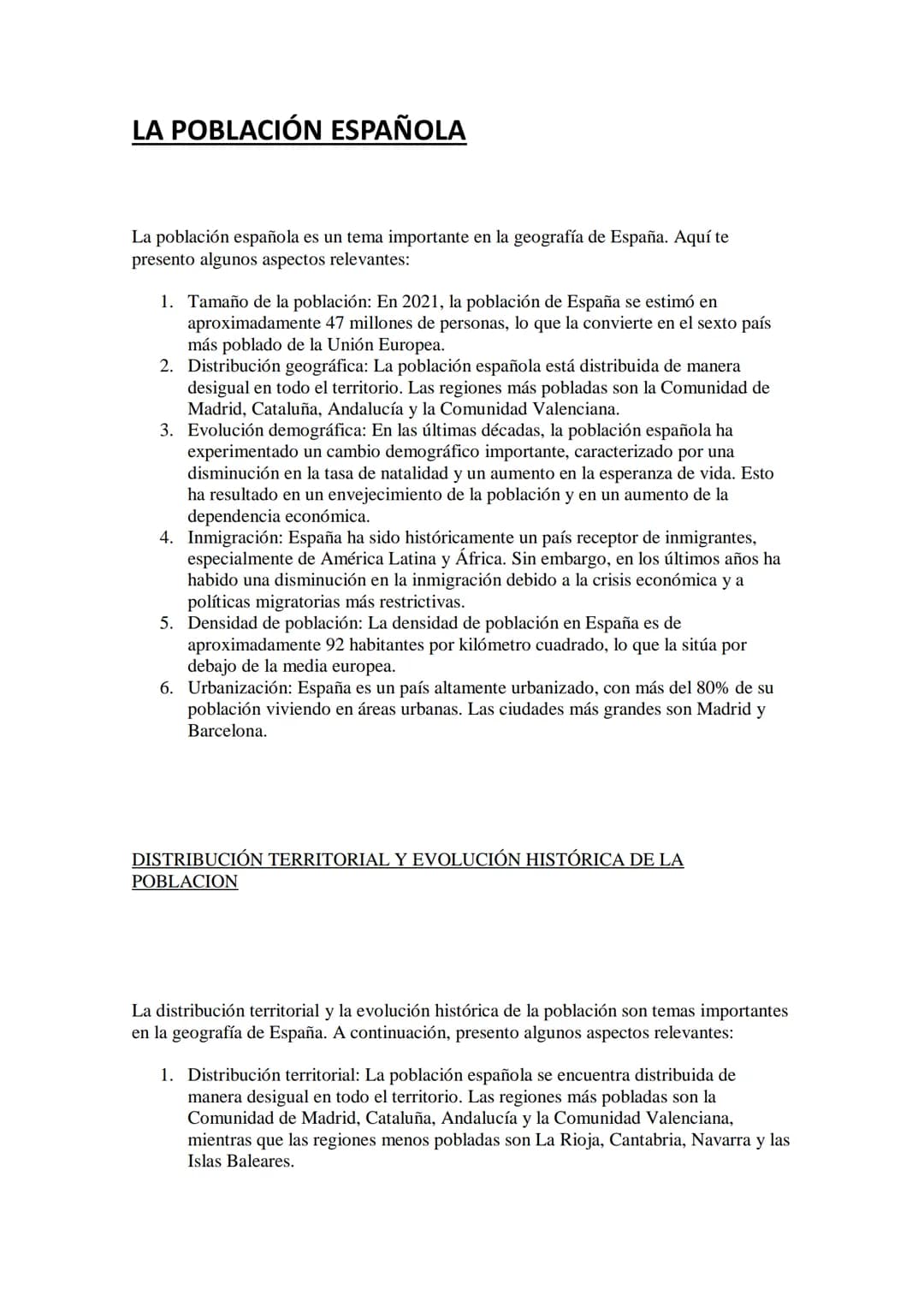 LA POBLACIÓN ESPAÑOLA
La población española es un tema importante en la geografía de España. Aquí te
presento algunos aspectos relevantes:
1