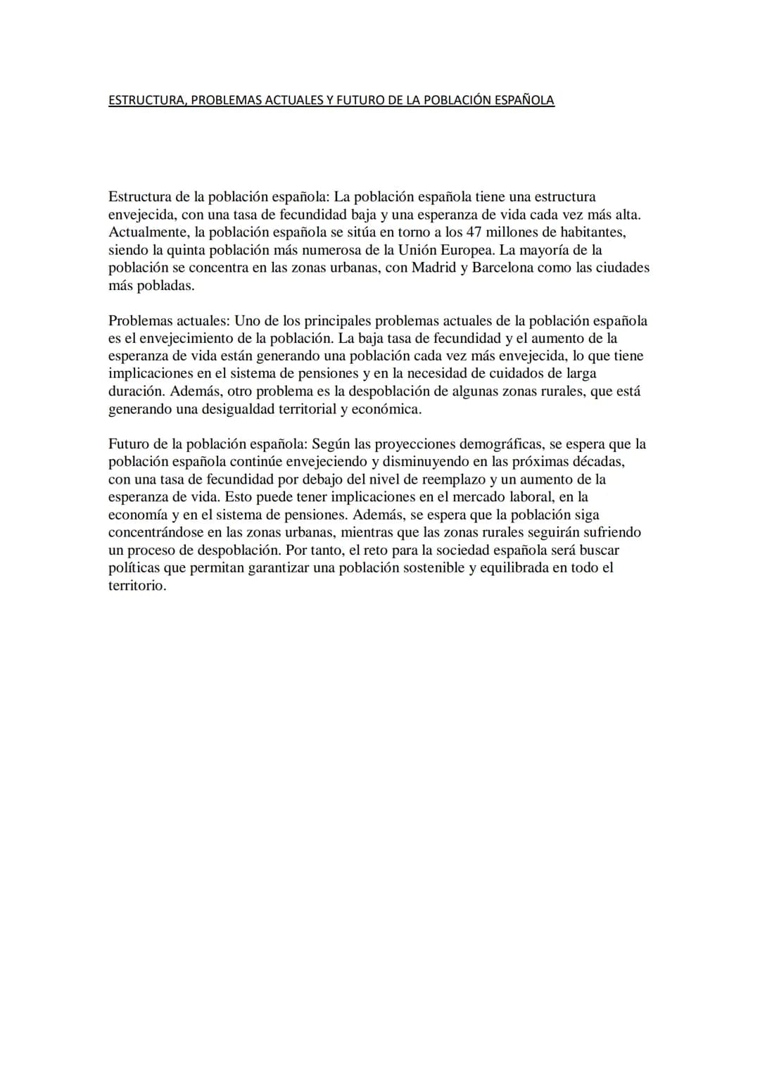 LA POBLACIÓN ESPAÑOLA
La población española es un tema importante en la geografía de España. Aquí te
presento algunos aspectos relevantes:
1