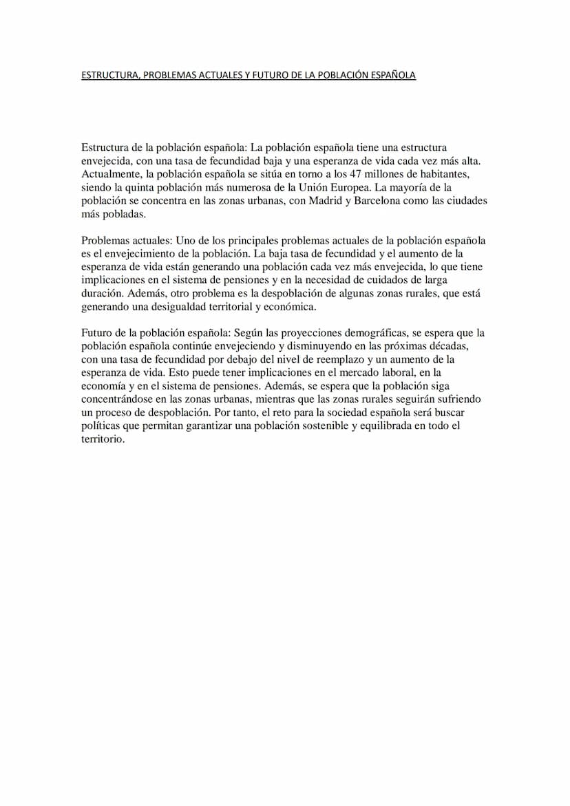 LA POBLACIÓN ESPAÑOLA
La población española es un tema importante en la geografía de España. Aquí te
presento algunos aspectos relevantes:
1