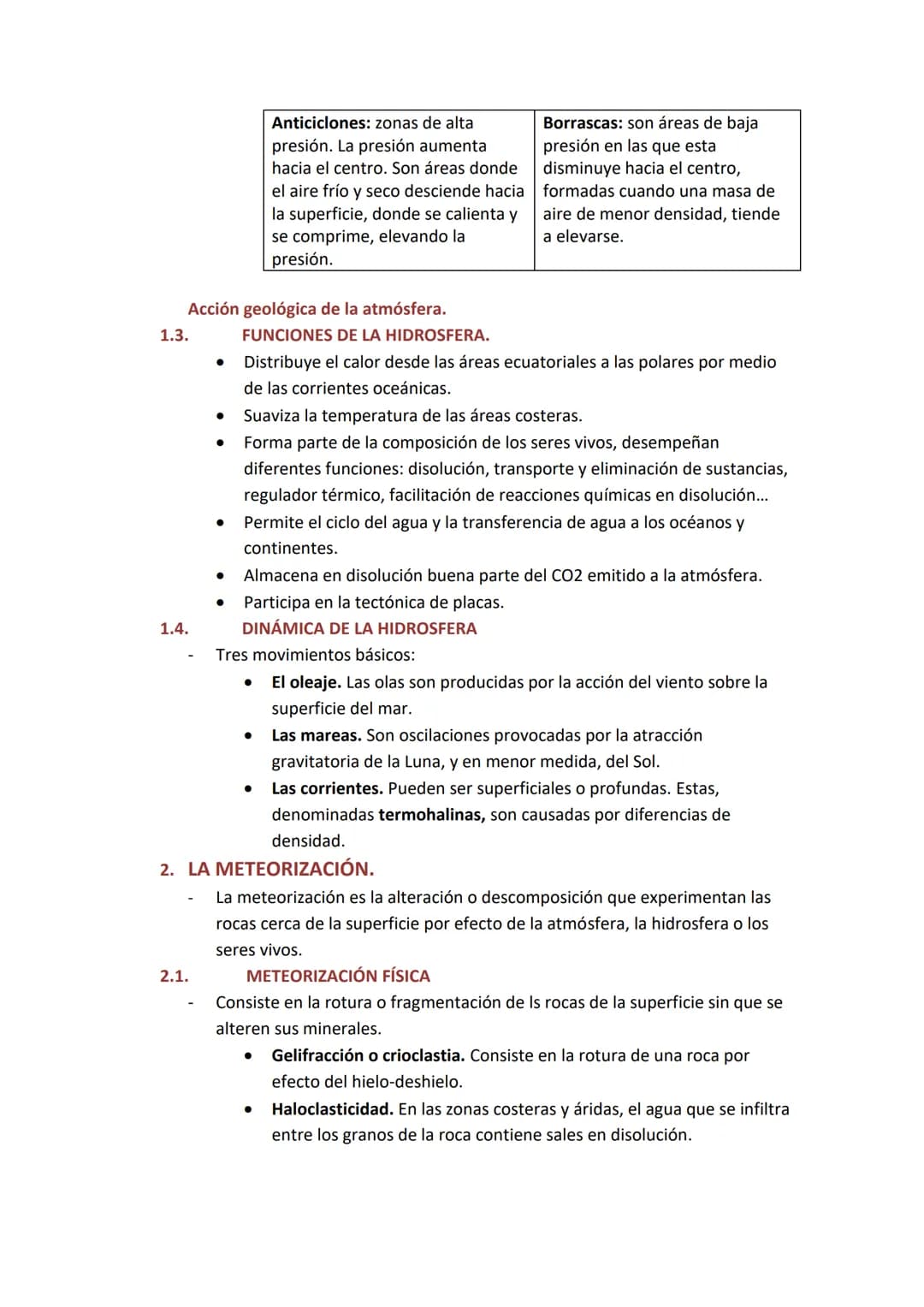 TEMA 3: procesos geológicos externos
1.
1.1.
LAS CAPAS FLUIDAS DE LA TIERRA.
Procesos geológicos externos: meteorización, erosión, transport