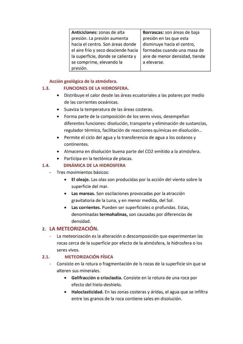 TEMA 3: procesos geológicos externos
1.
1.1.
LAS CAPAS FLUIDAS DE LA TIERRA.
Procesos geológicos externos: meteorización, erosión, transport