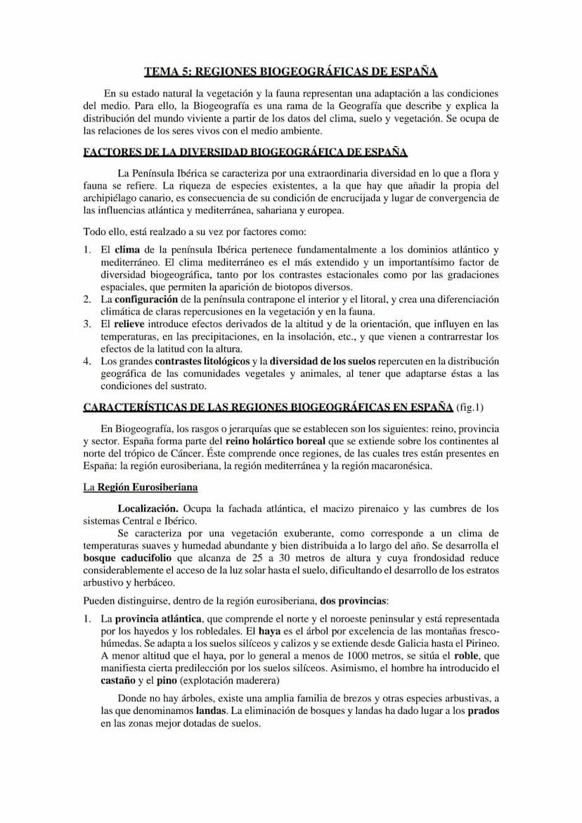 Las regiones
biogeográfica de
España
Tema 5
HAYEDOS
ROBLEDALES
MELOJO Y REBOLLO
VEGETACIÓN DE
MONTANA
ENCINARES
ALCORNOCALES
MATORRALES TEMA