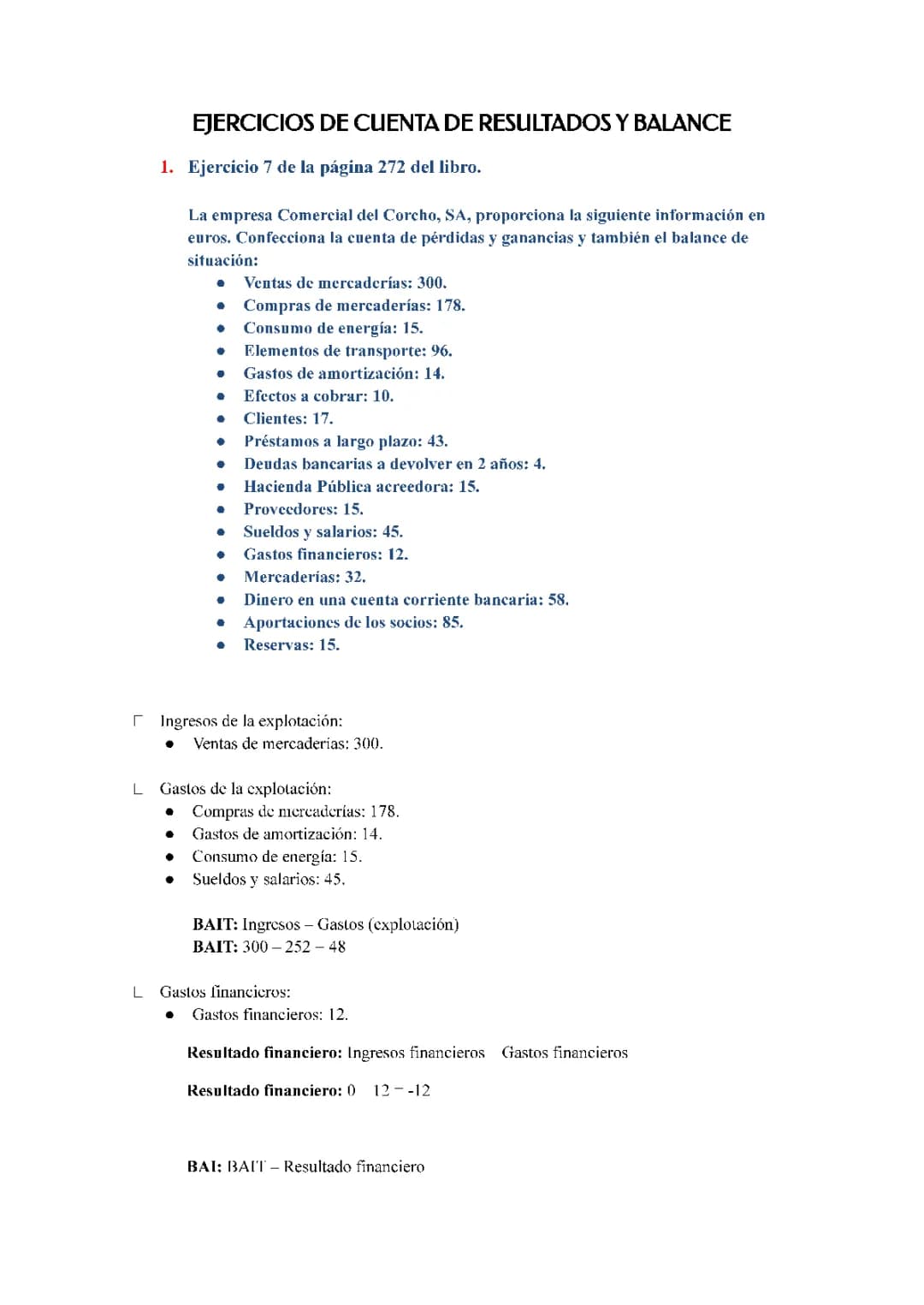 Ejercicios de economía