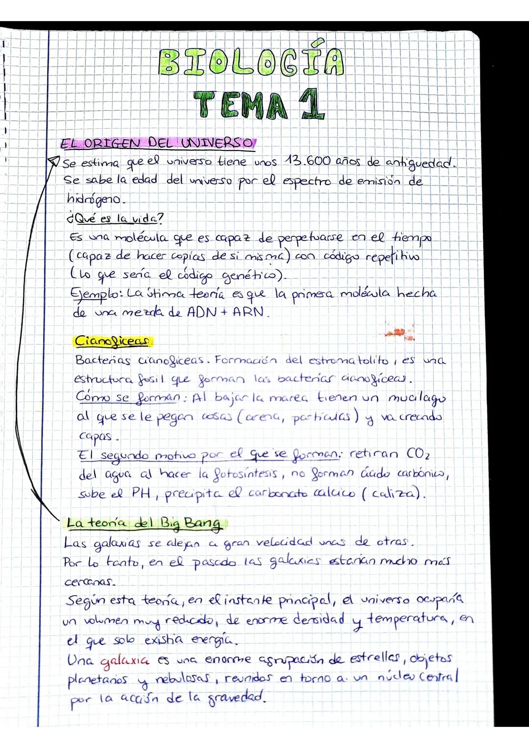 T
BIOLOGIA
TEMA 1
EL ORIGEN DEL UNIVERSO
Se estima que el universo tiene unos 13.600 años de antiguedad.
Se sabe la edad del universo por el