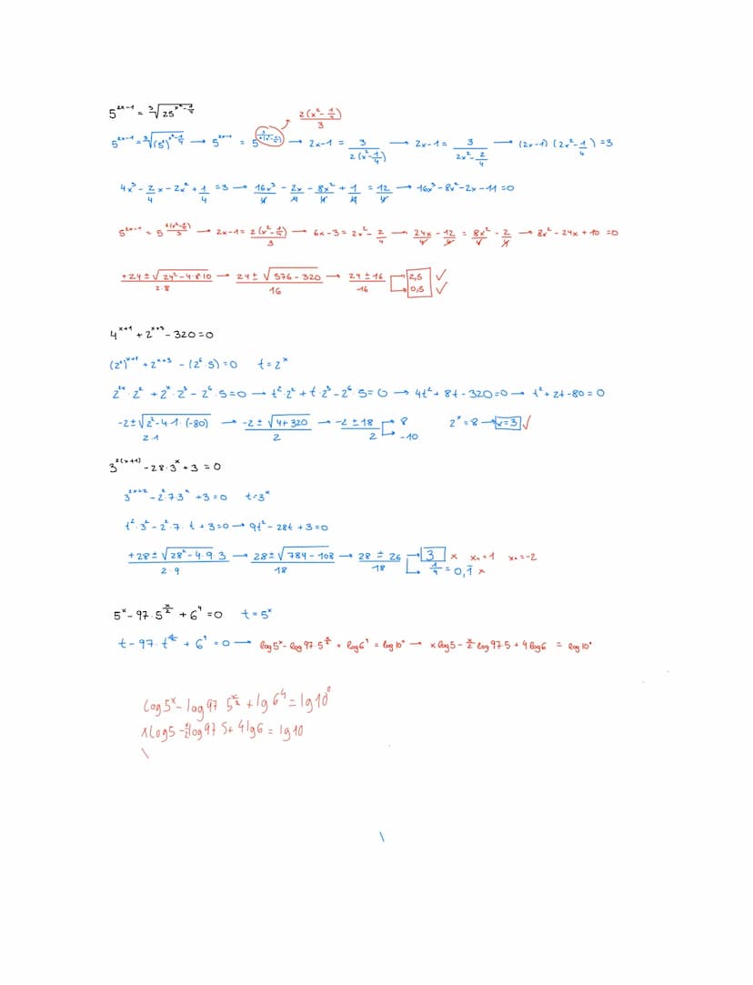 1.- Resuelve en las ecuaciones exponenciales y comprueba los resultados:
1) 5²x-1=25*²-
7) 2x-1+2x2+2x-³ +2×4 =960
2) 4x+¹+2x+3-320=0
8) 3* 