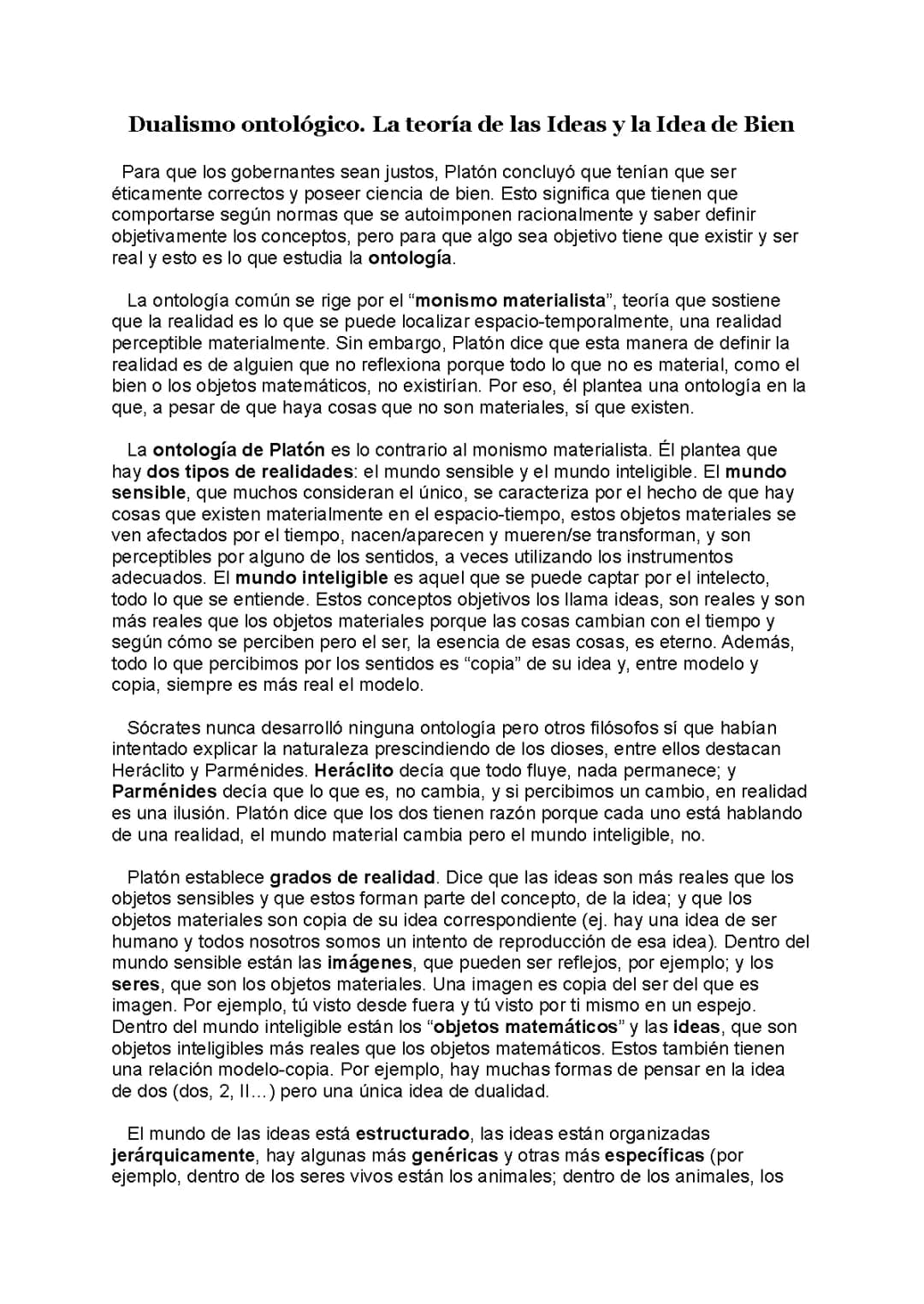 Descubre el dualismo ontológico de Platón y la teoría de las Ideas