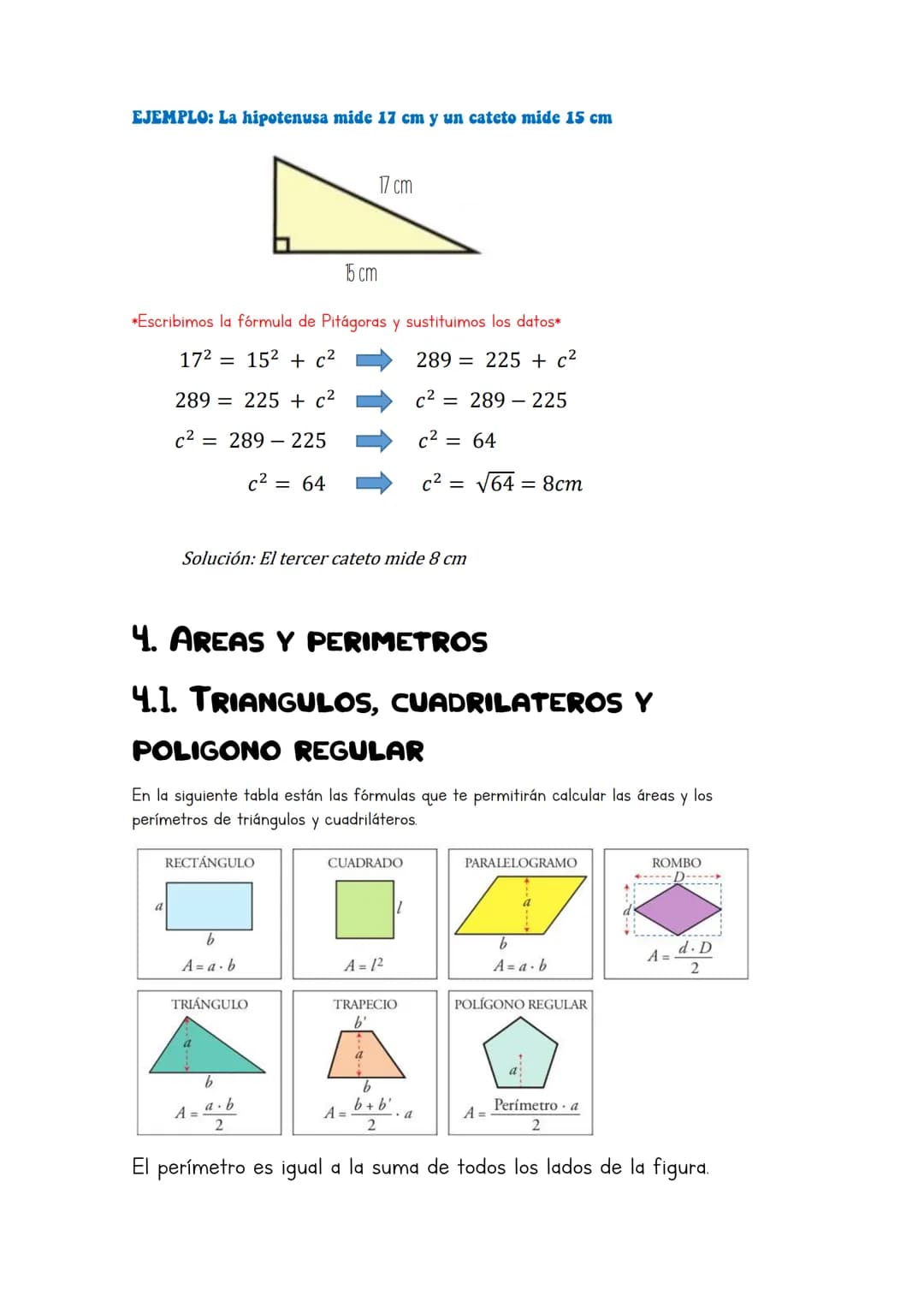 Resumen Unidad 7
AREAS Y
PERIMETROS
1. Lugares geométricos
1.1. Mediatriz de un segmento
1.2. Bisectriz de un ángulo
2. Ángulos
2.1. Cortars
