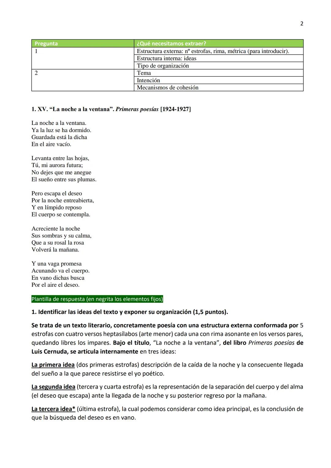 COMENTARIO DE LA REALIDAD Y EL DESEO
LUIS CERNUDA
1
Cómo afrontar las dos primeras preguntas de PeVAU
1. Identificar las ideas del texto y e