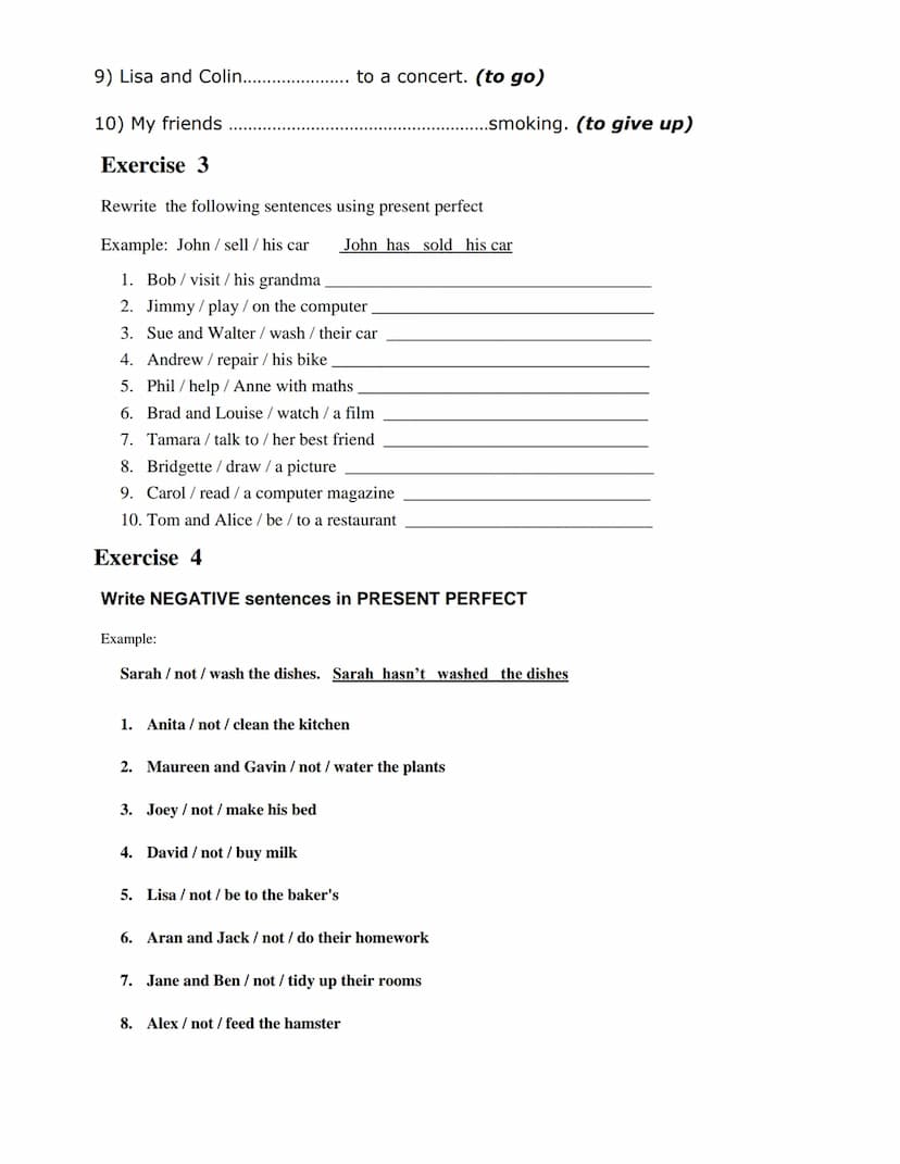 Un componente esencial del presente perfecto son los verbos en participio pasado. Los
cuales traducidos al español, terminan en: "ado", "ido