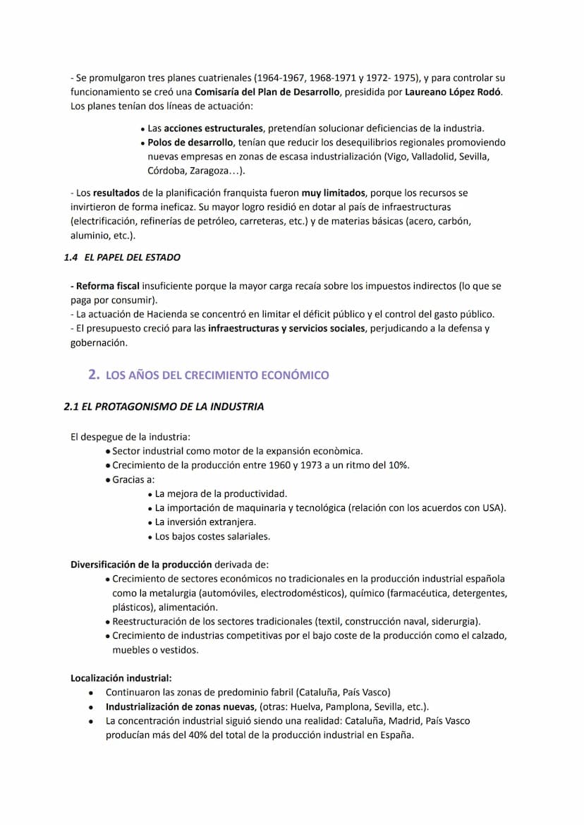 LA DICTADURA FRANQUISTA: EL DESARROLLISMO (1959-1975)
1. LIBERALIZACIÓN ECONÓMICA Y PLANES DE DESARROLLO
1.1 EL PLAN DE ESTABILIZACIÓN
Los p