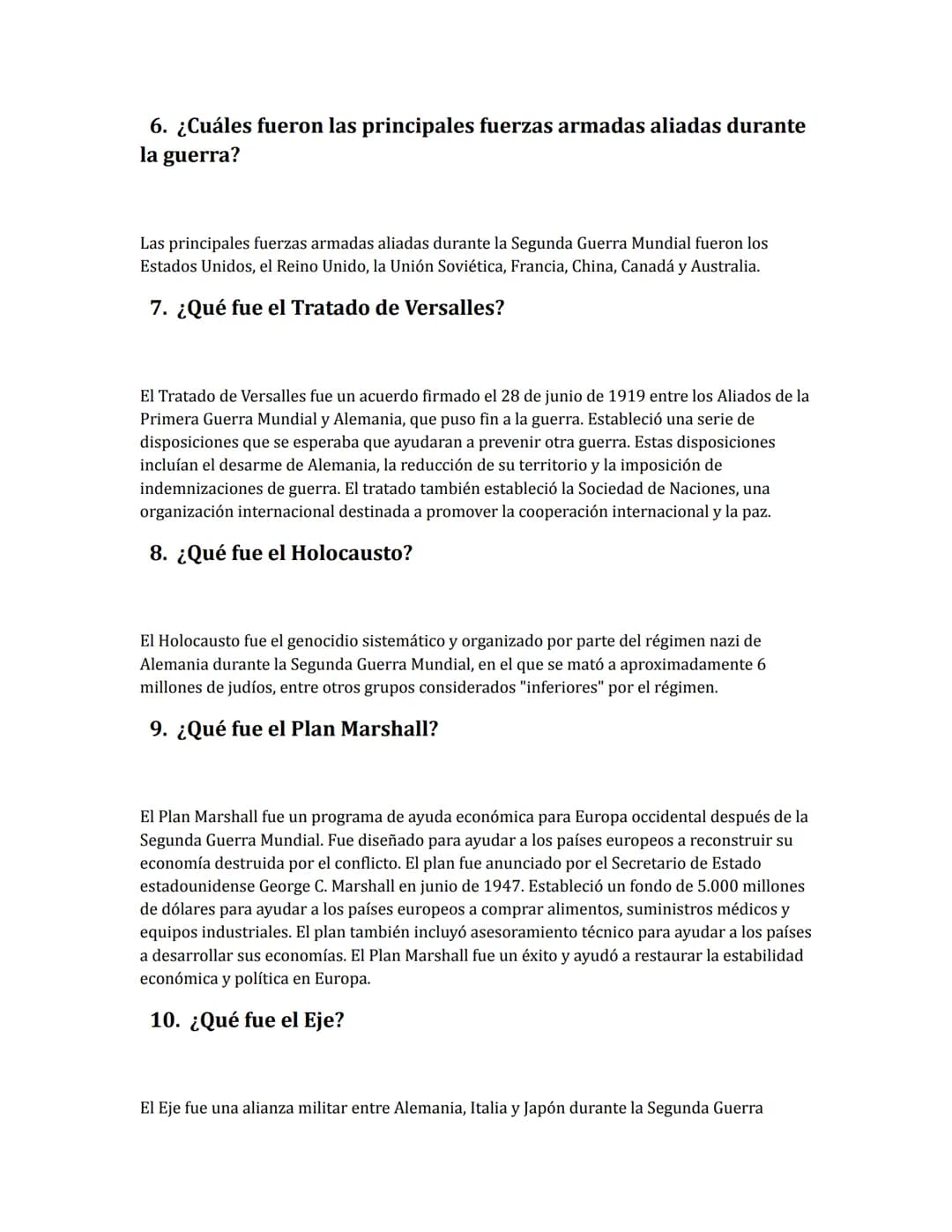 Ejercicio La Segunda Guerra Mundial
1.
¿Cuáles eran los principales bandos en la Segunda Guerra Mundial?
Los principales bandos en la Segund