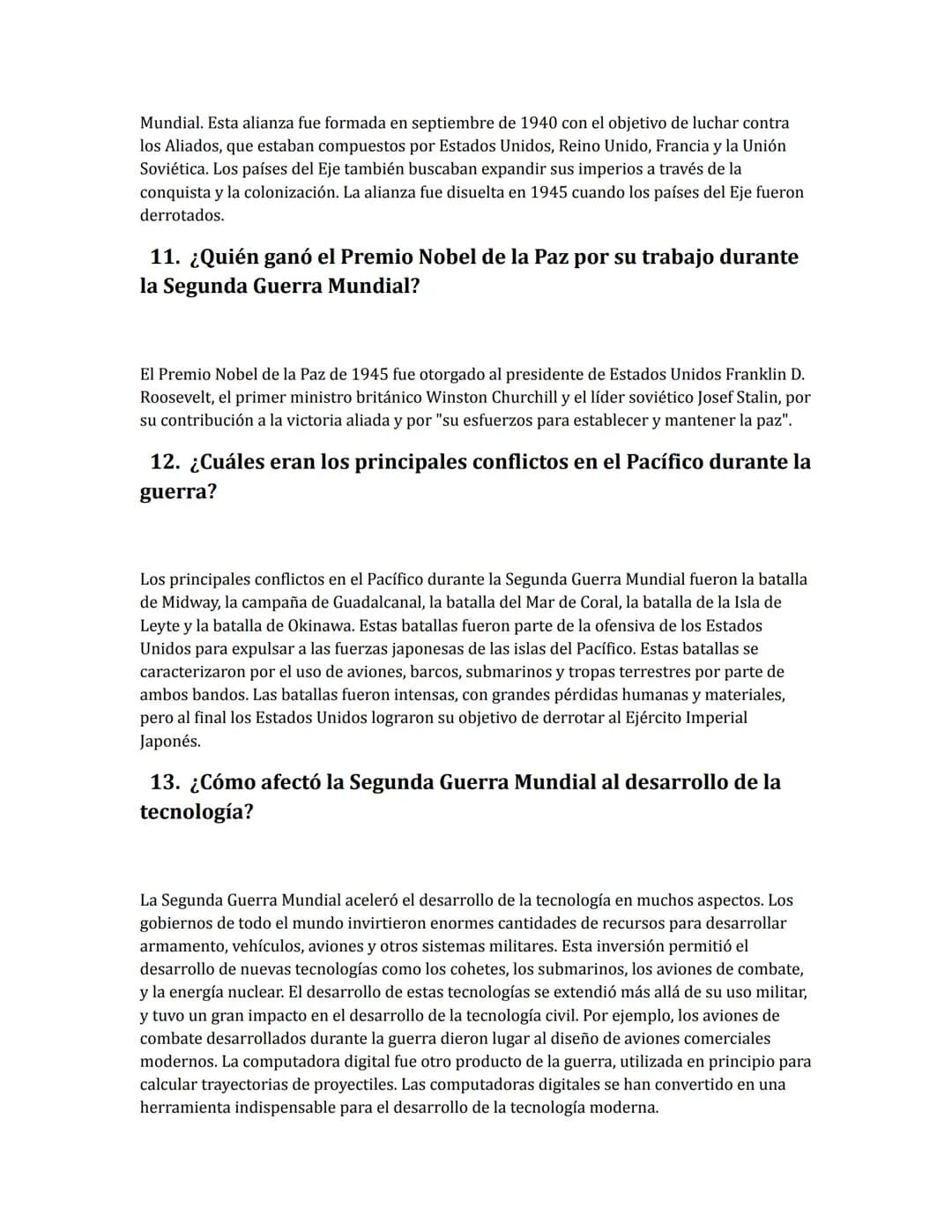 Ejercicio La Segunda Guerra Mundial
1.
¿Cuáles eran los principales bandos en la Segunda Guerra Mundial?
Los principales bandos en la Segund
