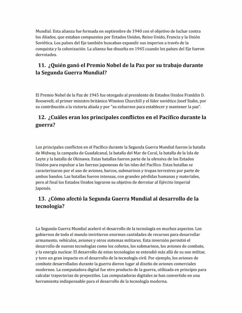 Ejercicio La Segunda Guerra Mundial
1.
¿Cuáles eran los principales bandos en la Segunda Guerra Mundial?
Los principales bandos en la Segund